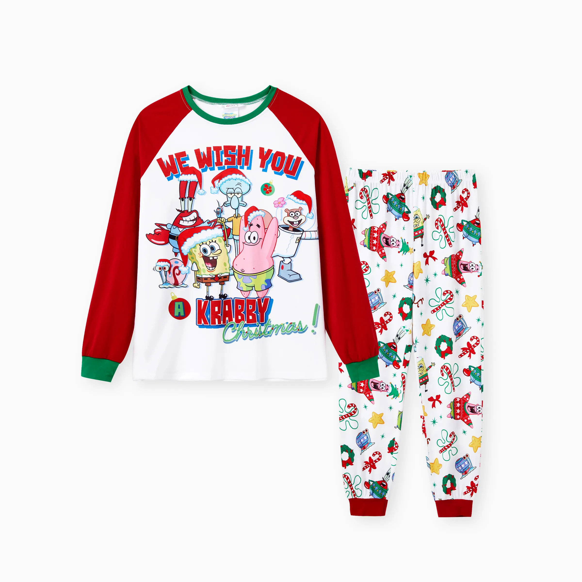 

SpongeBob SquarePants Family matching Christmas Print Colorblock Pajamas Set(Flame Resistant)
