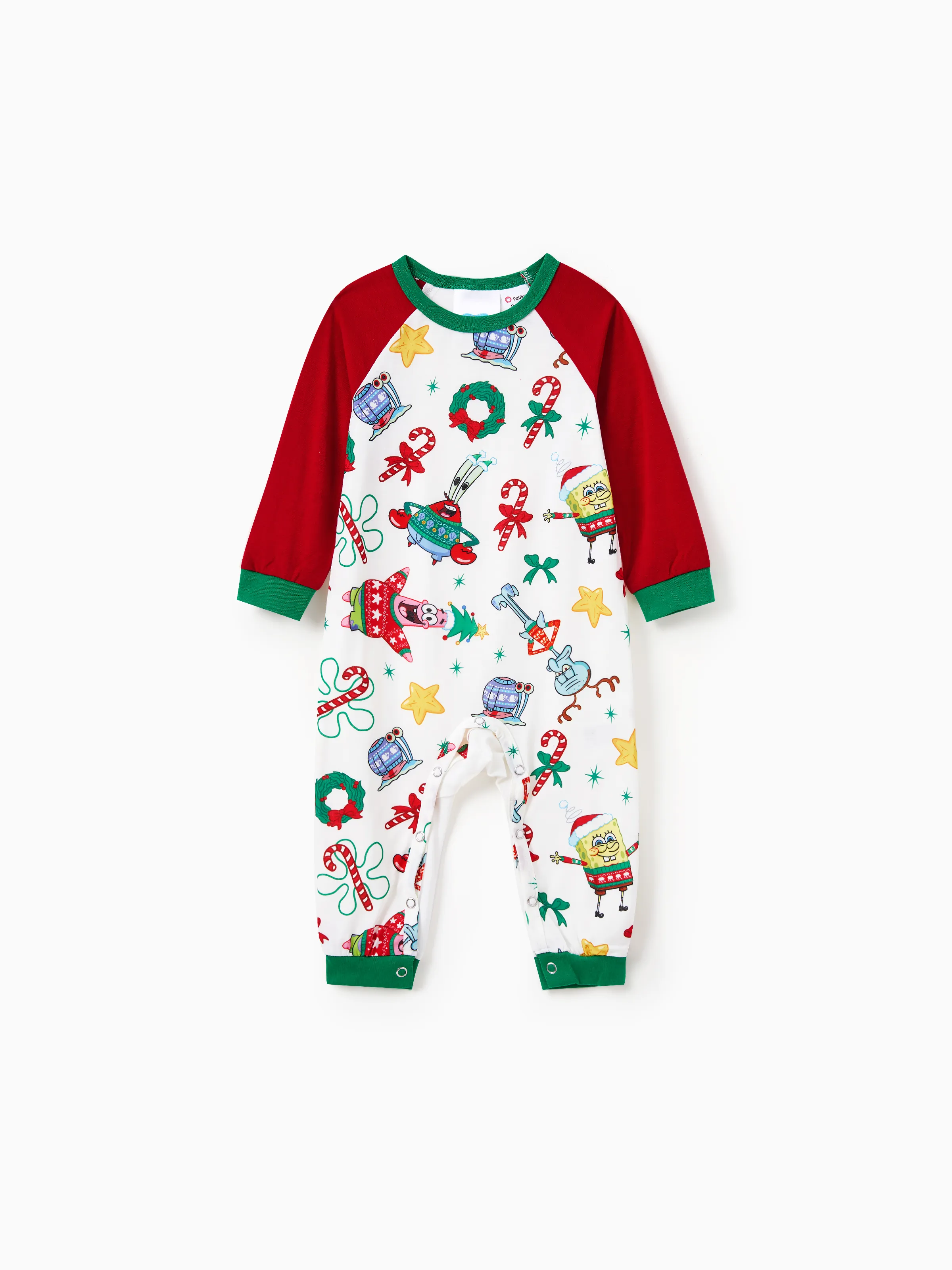 

SpongeBob SquarePants Family matching Christmas Print Colorblock Pajama Set(Flame Resistant)