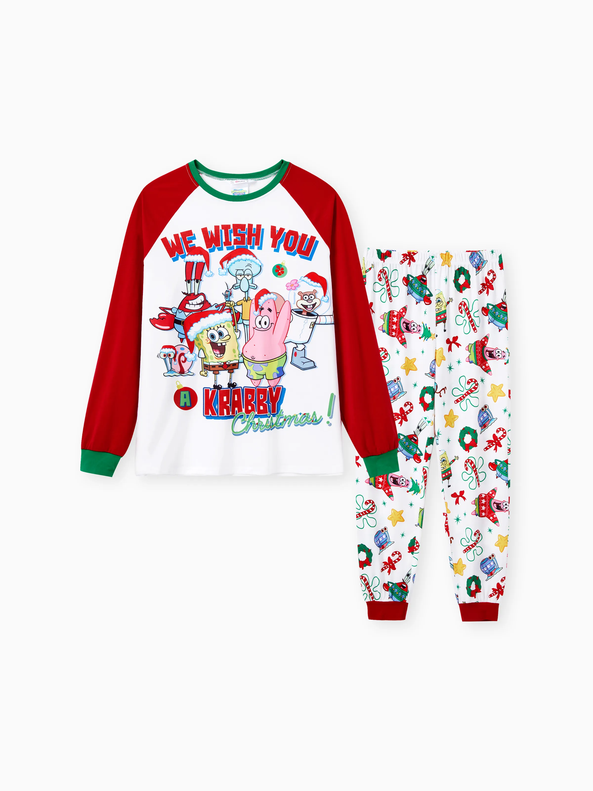 

SpongeBob SquarePants Family matching Christmas Print Colorblock Pajama Set(Flame Resistant)