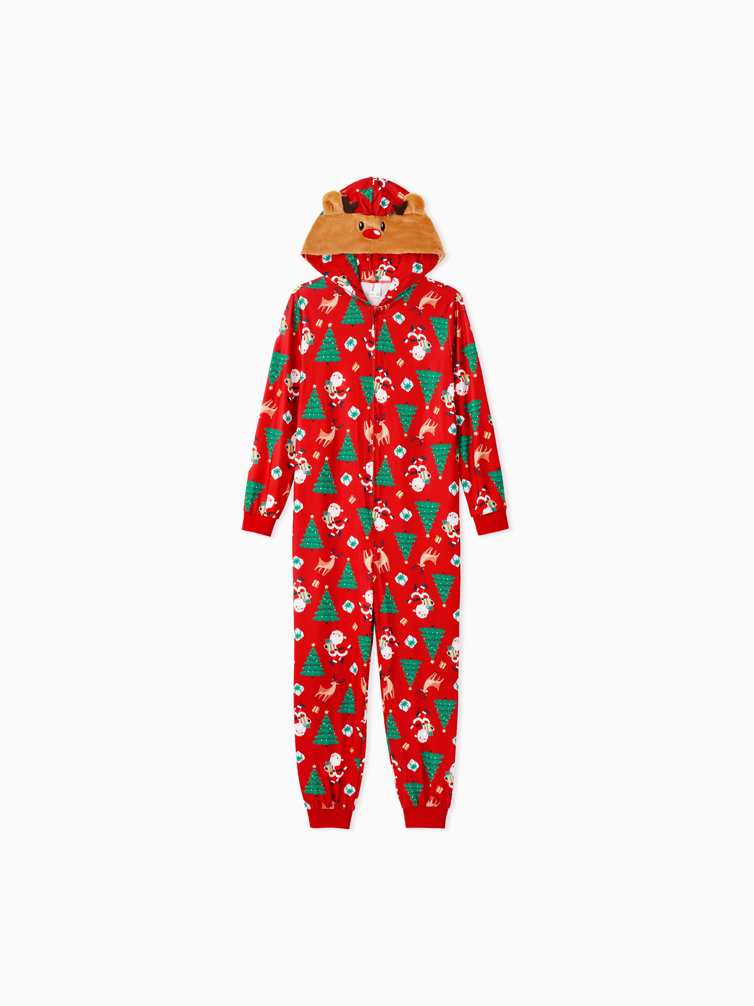 

Christmas Family Pajamas Sets 3D Reindeer Hooded Allover Print Onesies ( Flame Resistant )