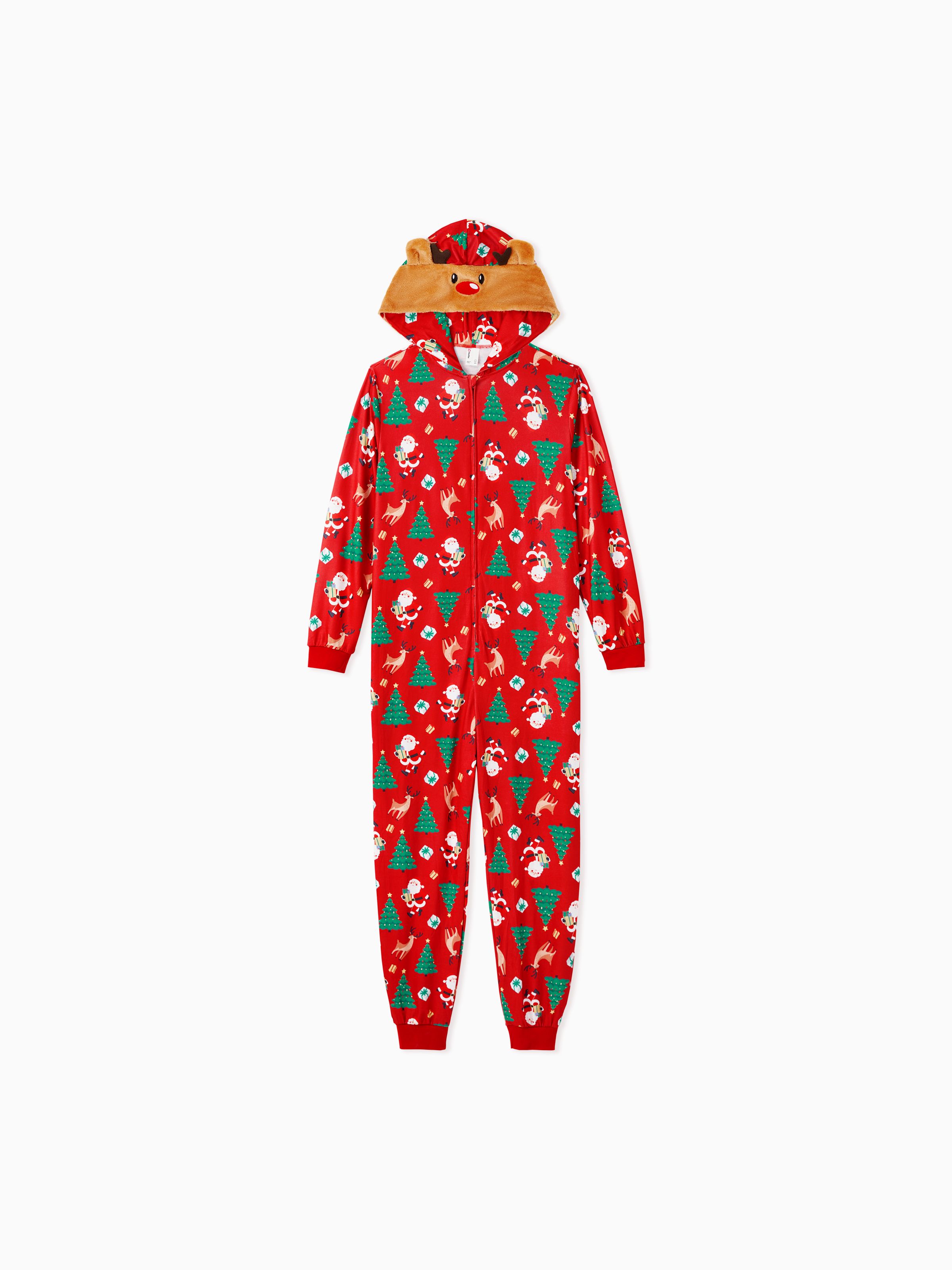 

Christmas Family Pajamas Sets 3D Reindeer Hooded Allover Print Onesies