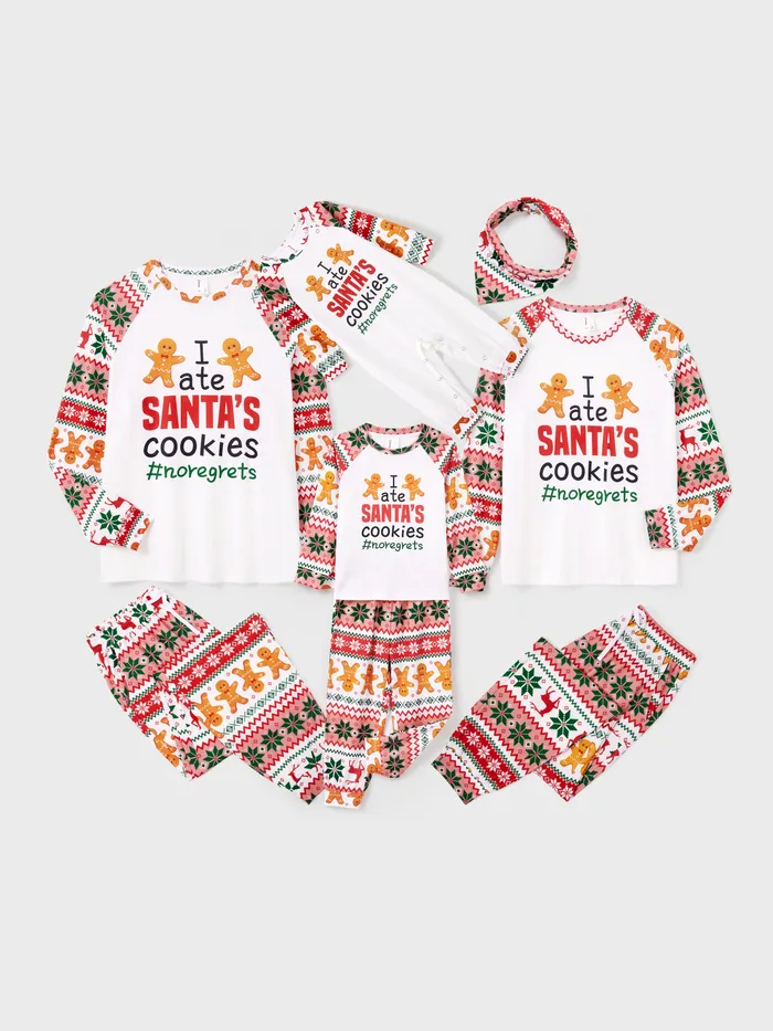 Christmas Pajamas Family Matching Santa's Cookies Gingerbread Man Pattern Pajamas Sets