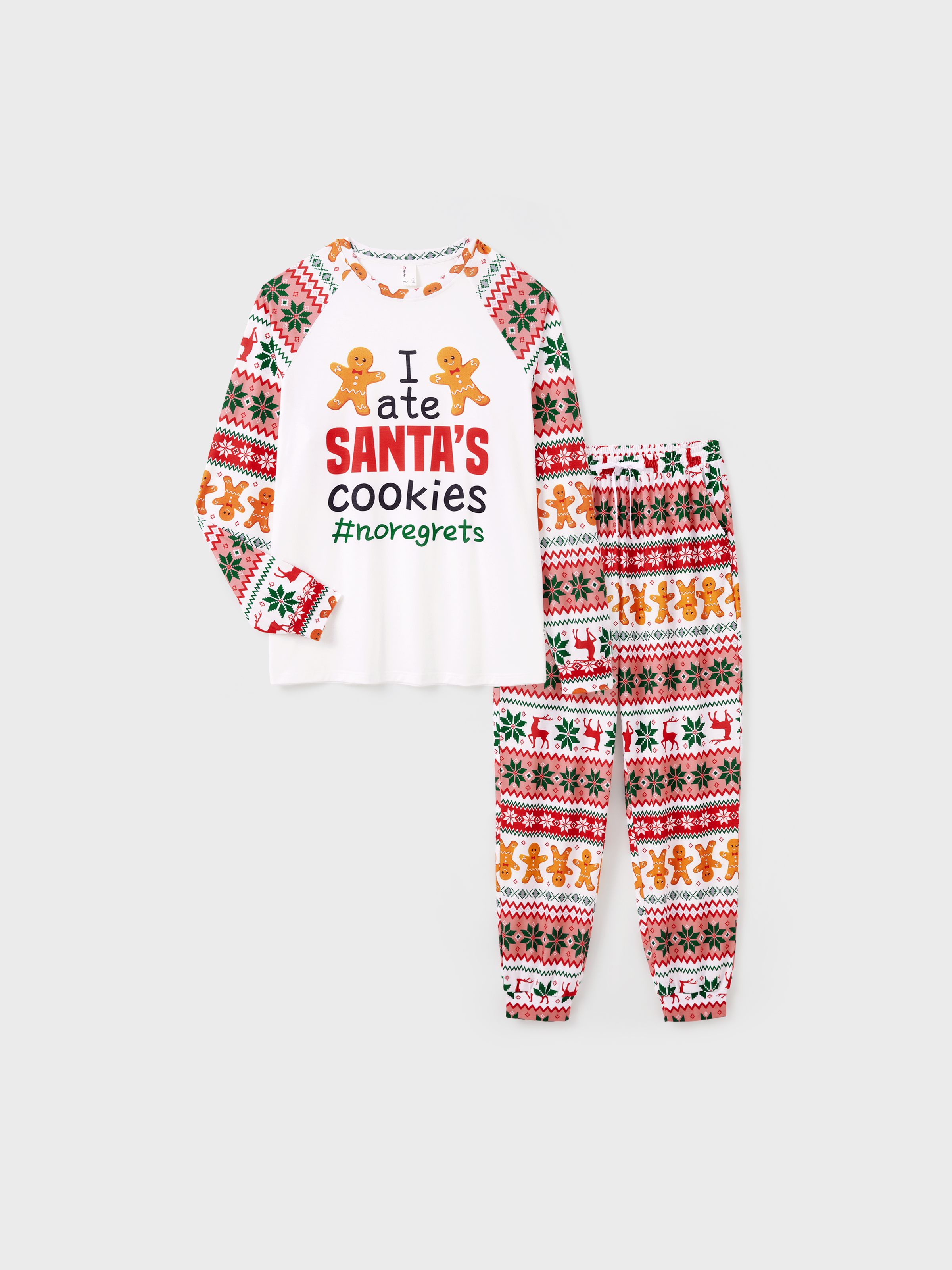 

Christmas Pajamas Family Matching Santa's Cookies Gingerbread Man Pattern Pajamas Sets