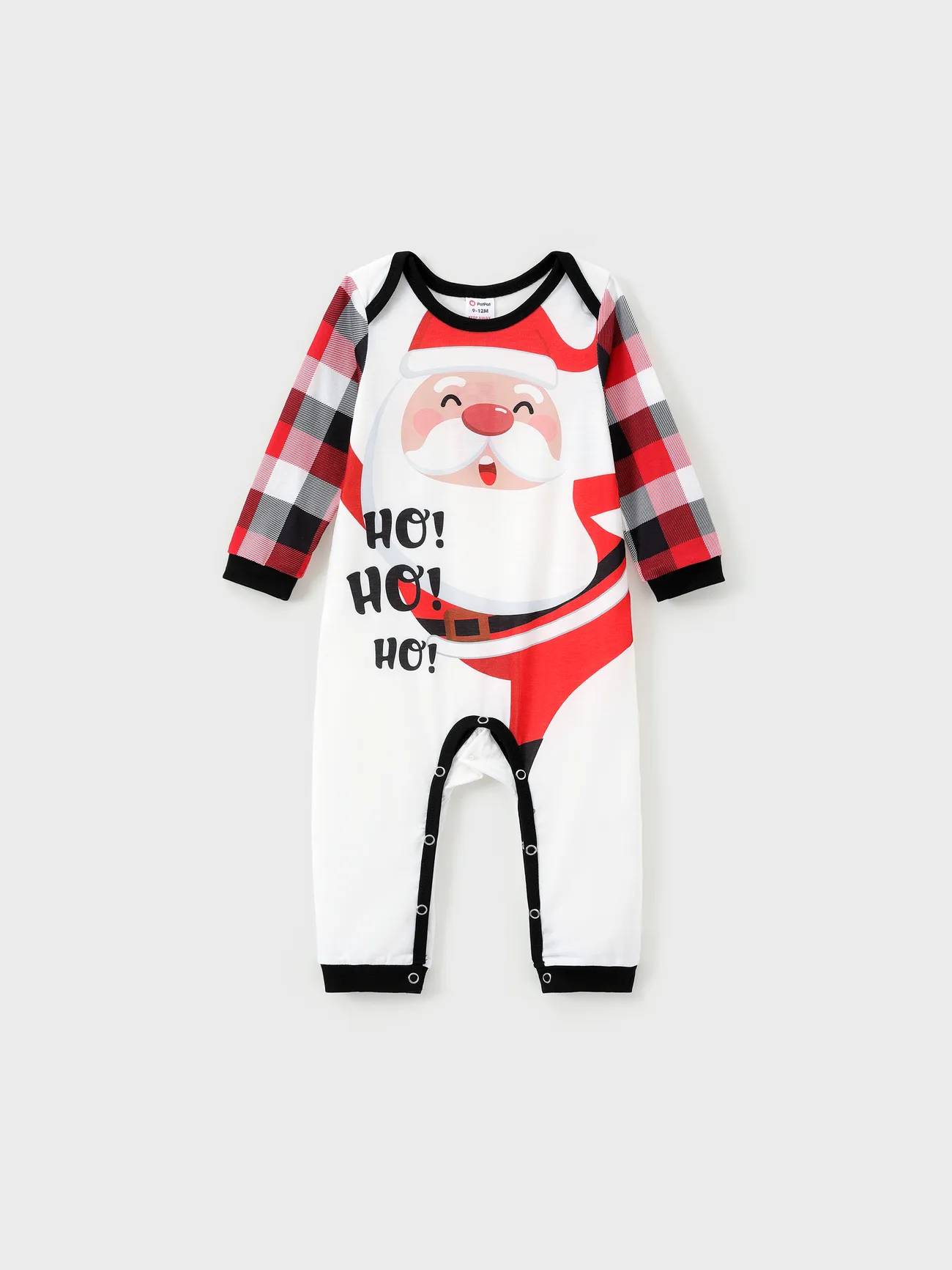 

Christmas Family Matching Santa & Letter Print Red Plaid Raglan-sleeve Pajamas Sets (Flame Resistant)