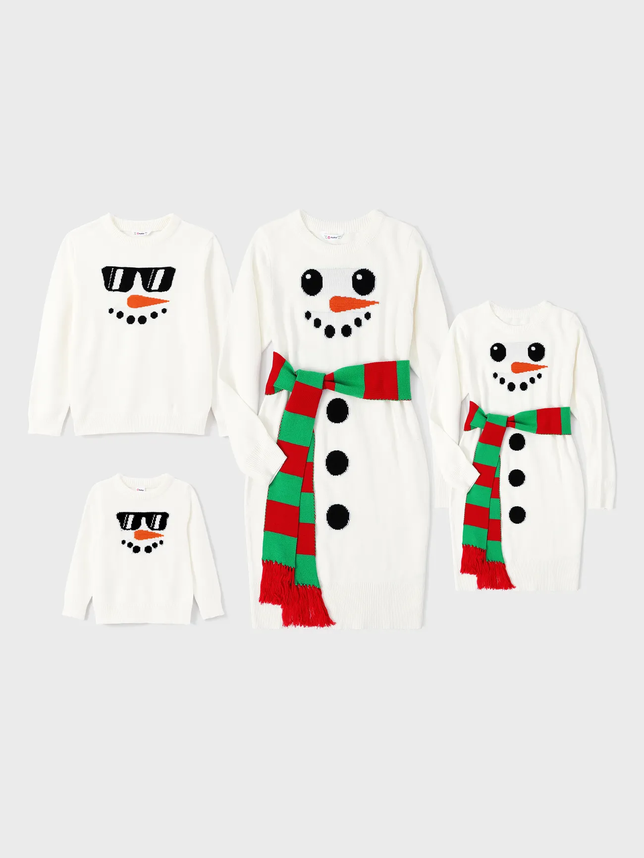 White Snowman Sweater Family Matching (Sweater Dress for Women)