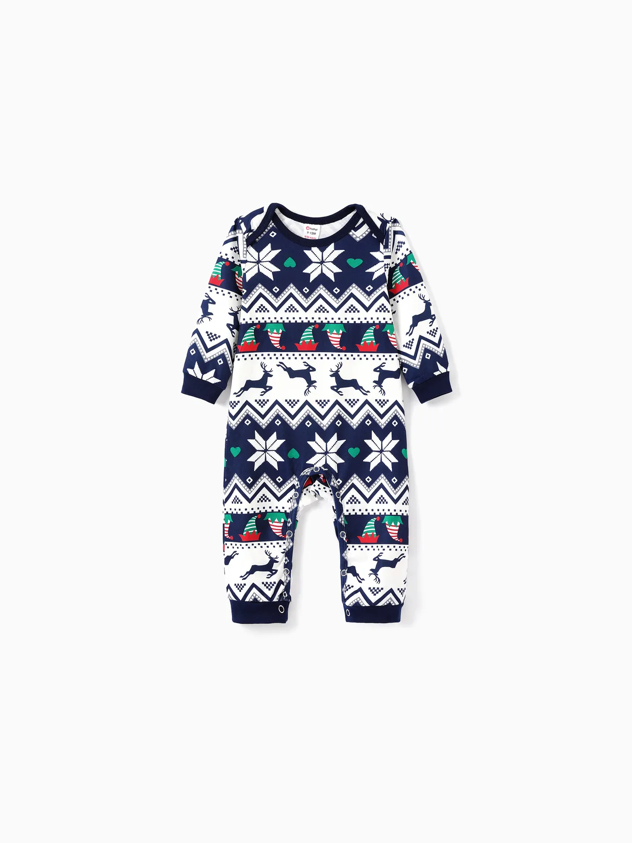 

Christmas Family Matching Dark Blue Graphic Long-sleeve Pajamas Sets (Flame Resistant)