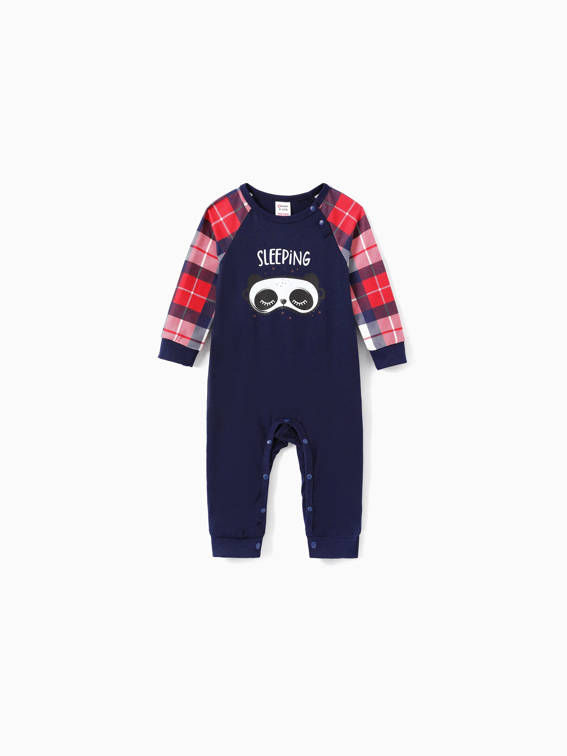 

Christmas Pajamas Family Matching Raglan Sleeves Panda Graphic Top Plaid pants Pajamas Sets