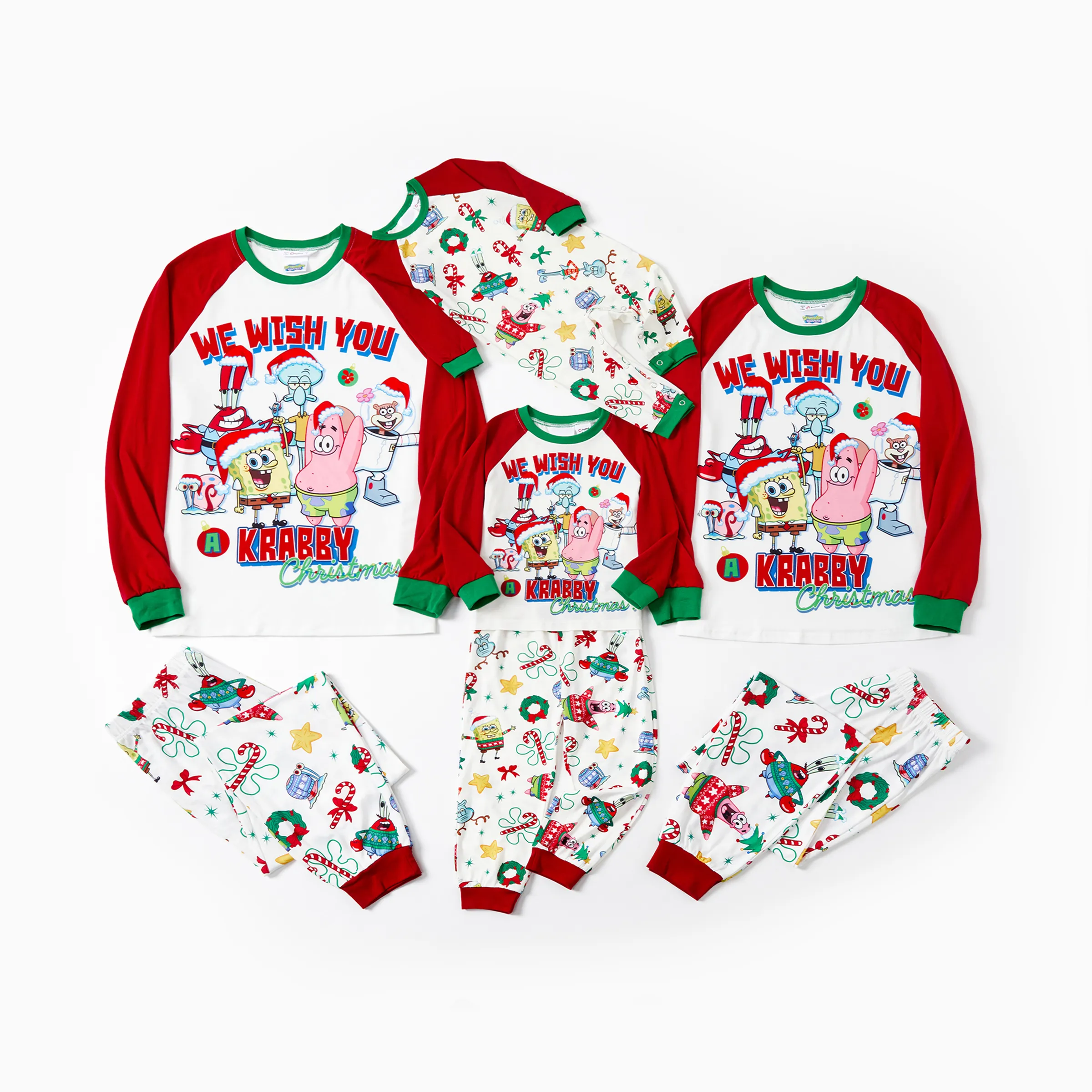 SpongeBob SquarePants Famiglia di corrispondenza Natale Stampa Colorblock Pigiama Set (Ignifugo)