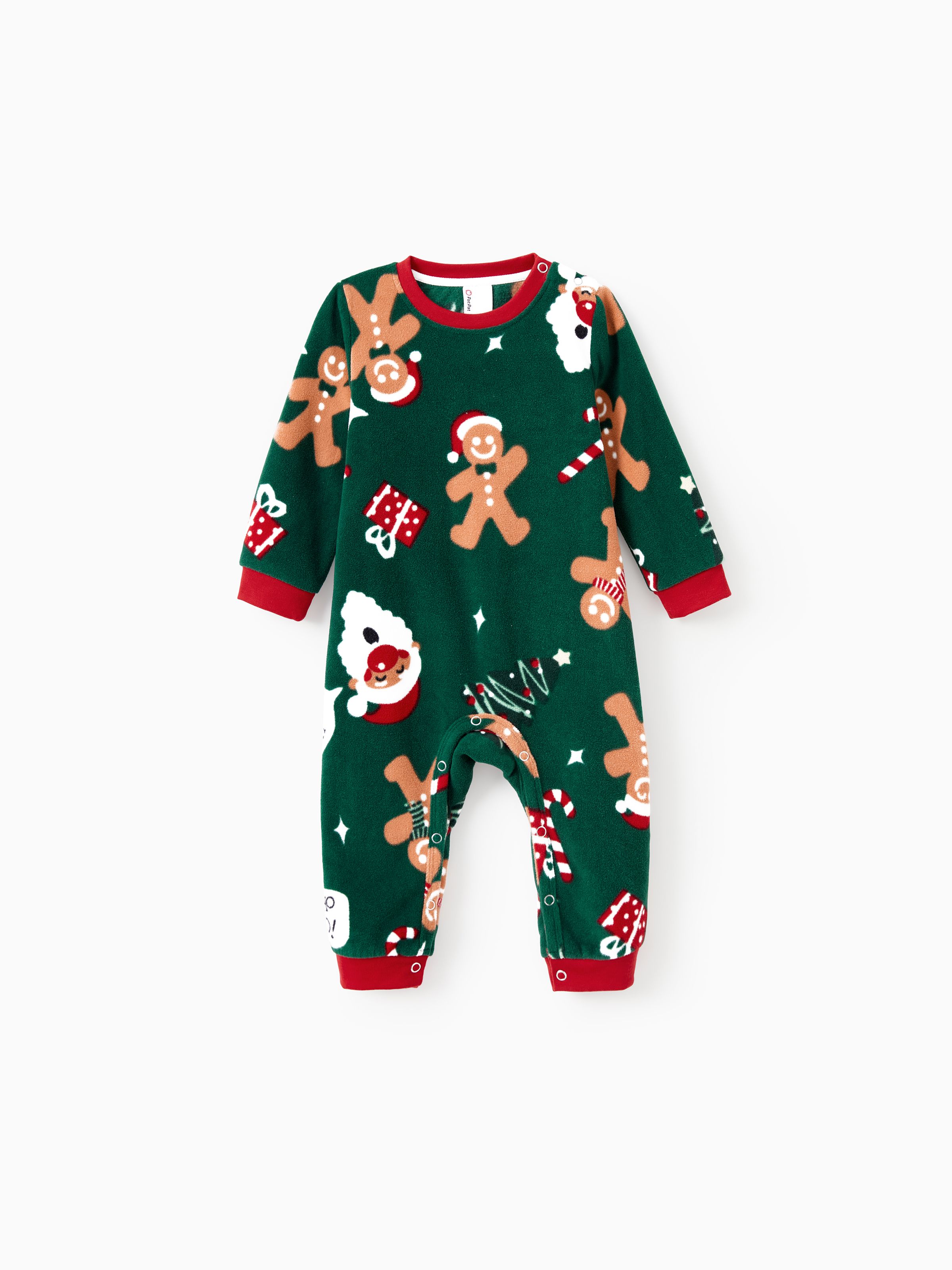 

Christmas Pajamas Family Matching Fleece Gingerbread Man Long Sleeves Pajamas Sets with Pockets