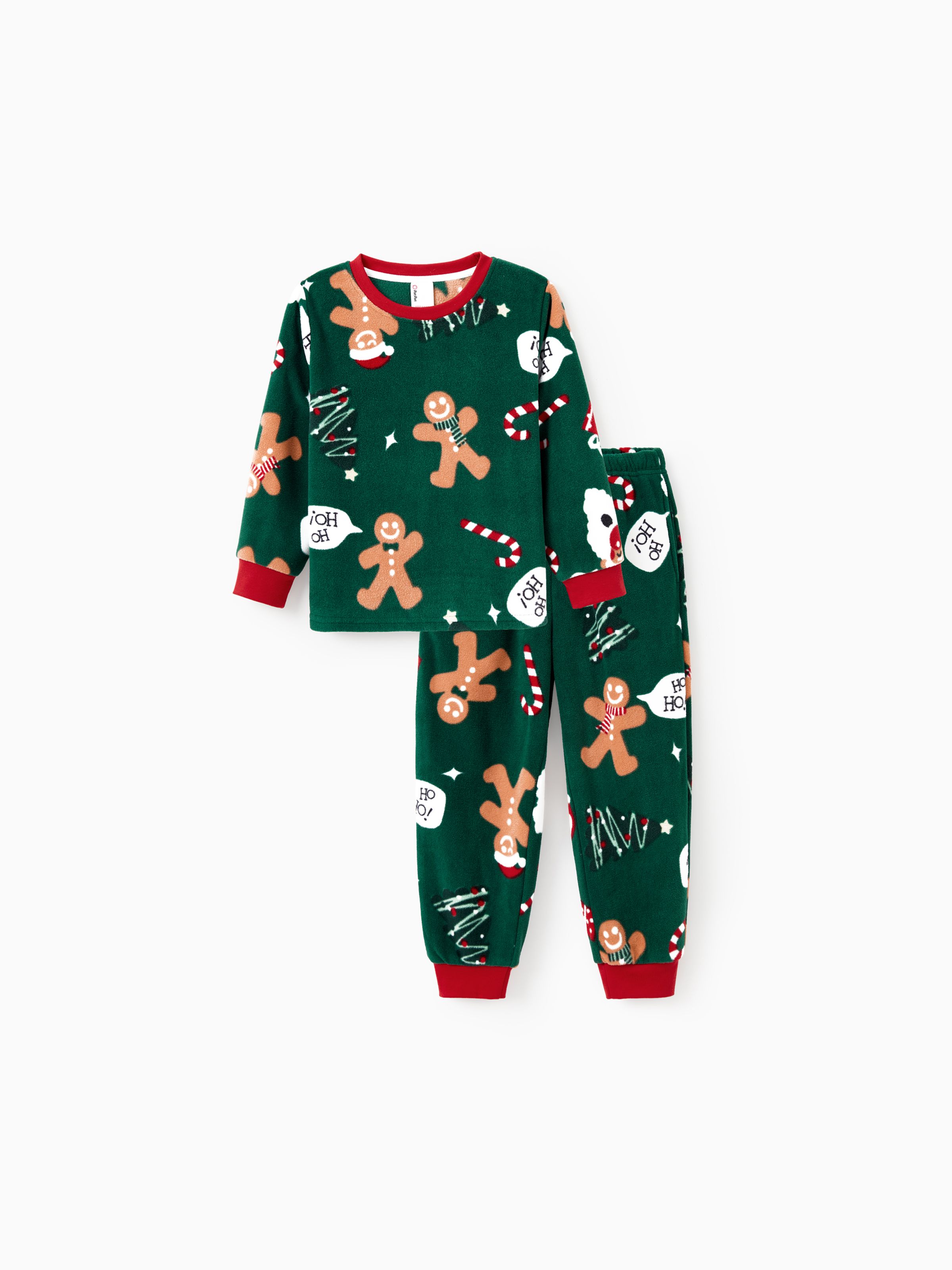 

Christmas Pajamas Family Matching Fleece Gingerbread Man Long Sleeves Pajamas Sets with Pockets