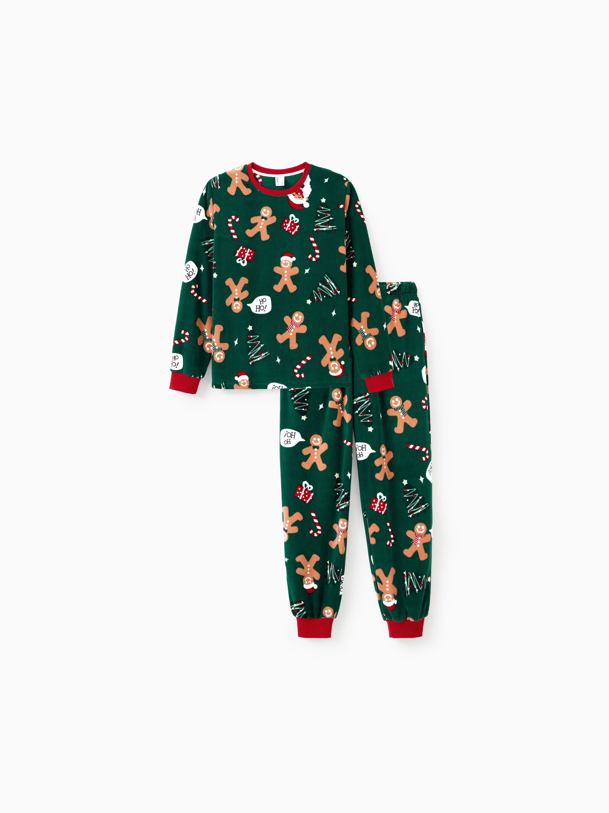 

Christmas Pajamas Family Matching Fleece Gingerbread Man Long Sleeves Pajamas Sets with Pockets