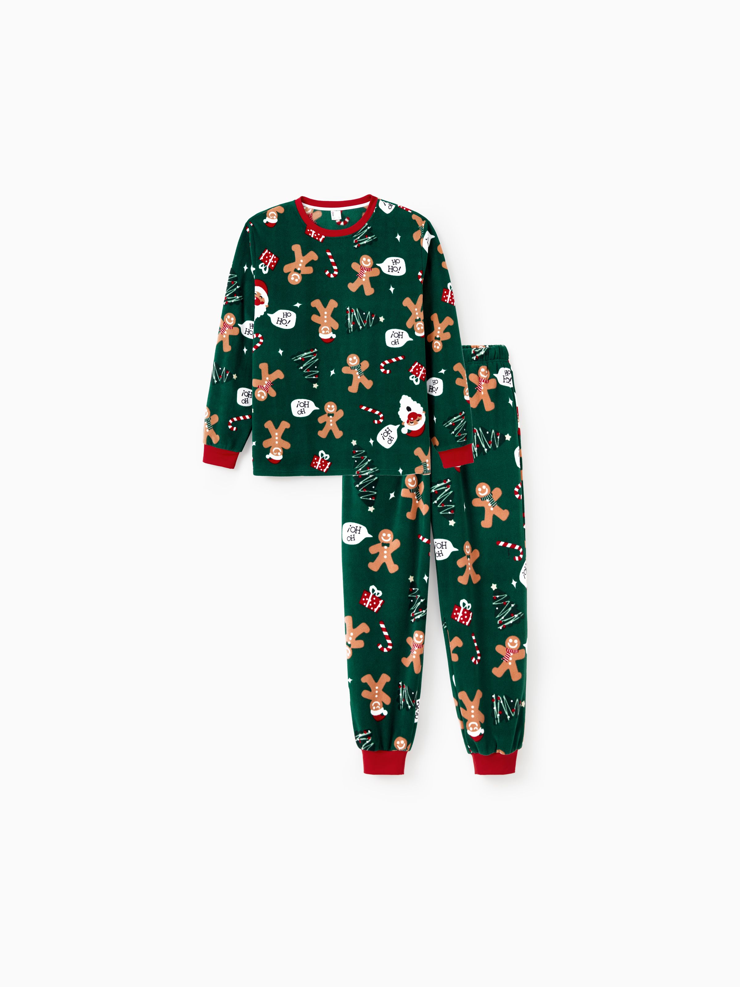 

Christmas Pajamas Family Matching Fleece Gingerbread Man Long Sleeves Pajamas Sets with Pockets