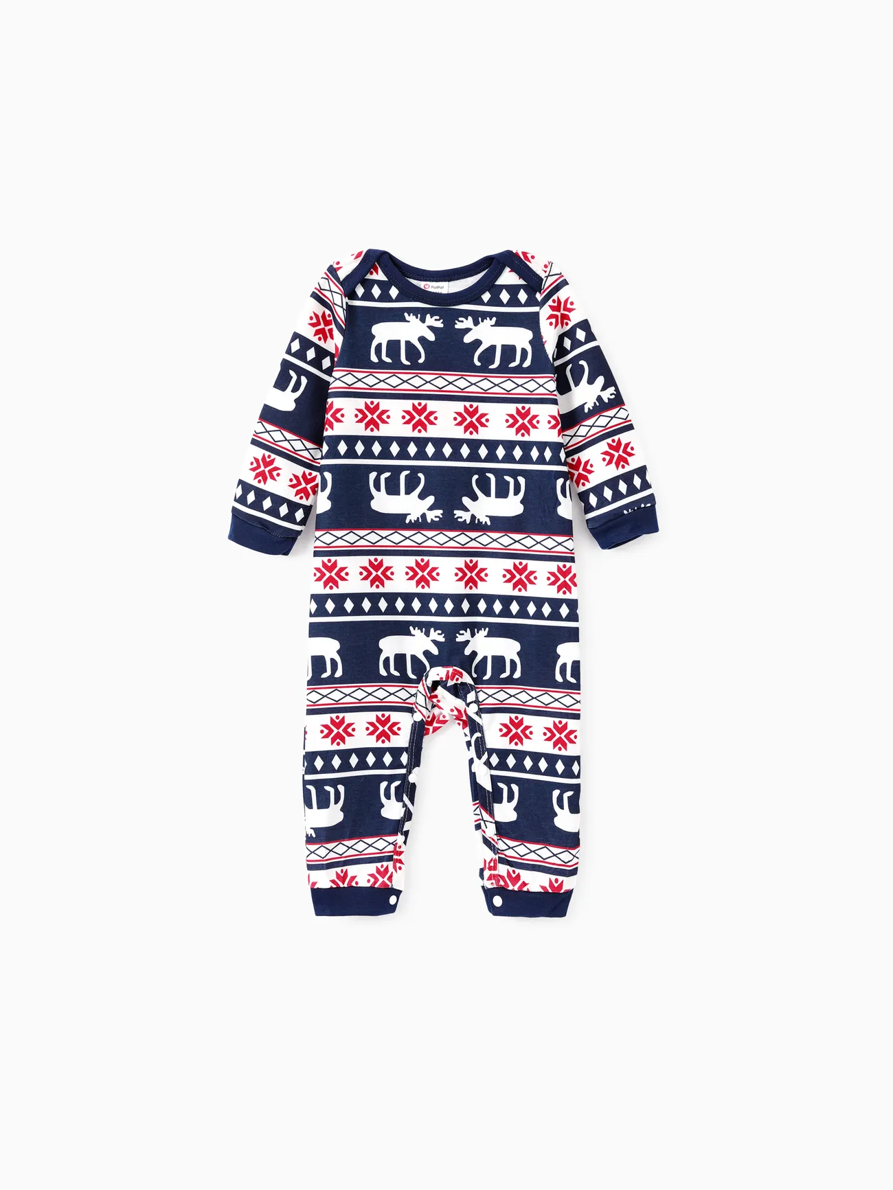 

Christmas Deer and Letters Print Navy Family Matching Long-sleeve Pajamas Sets (Flame Resistant)