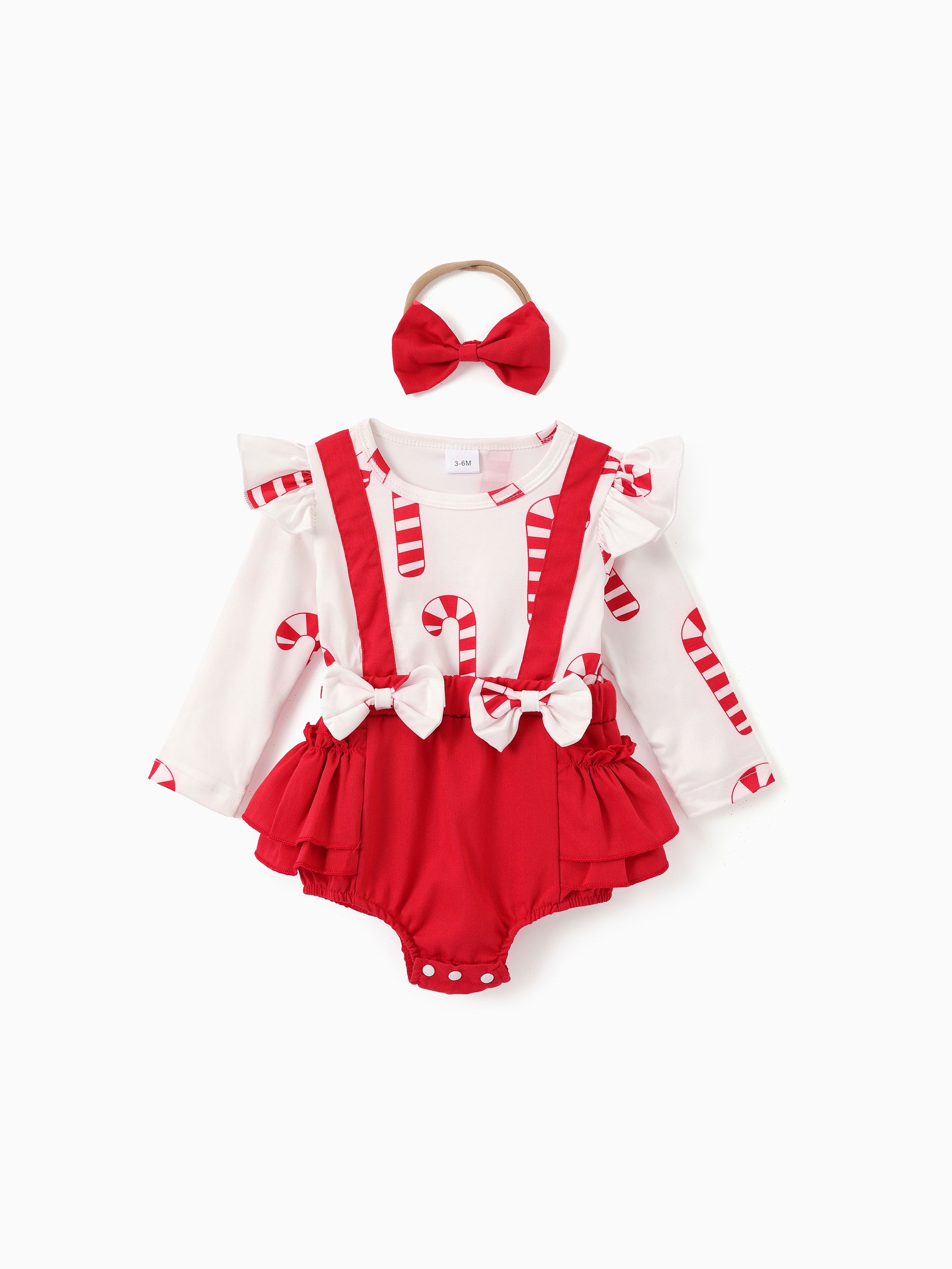 

Christmas Baby Girl Long Sleeve Romper withHeadband