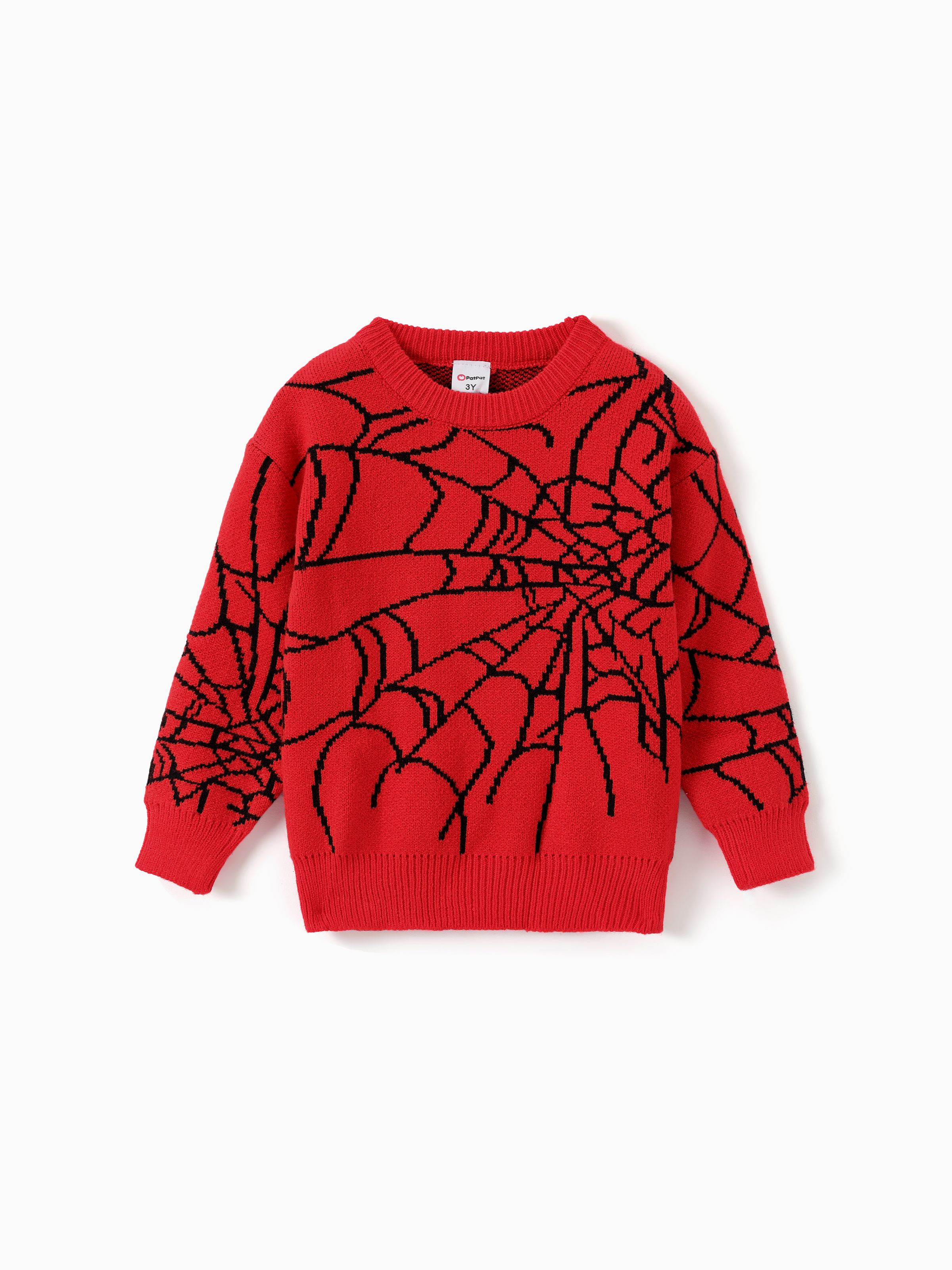 

Toddler/Kid boy Geometric Spider Web Design Pattern Oversized Sweater