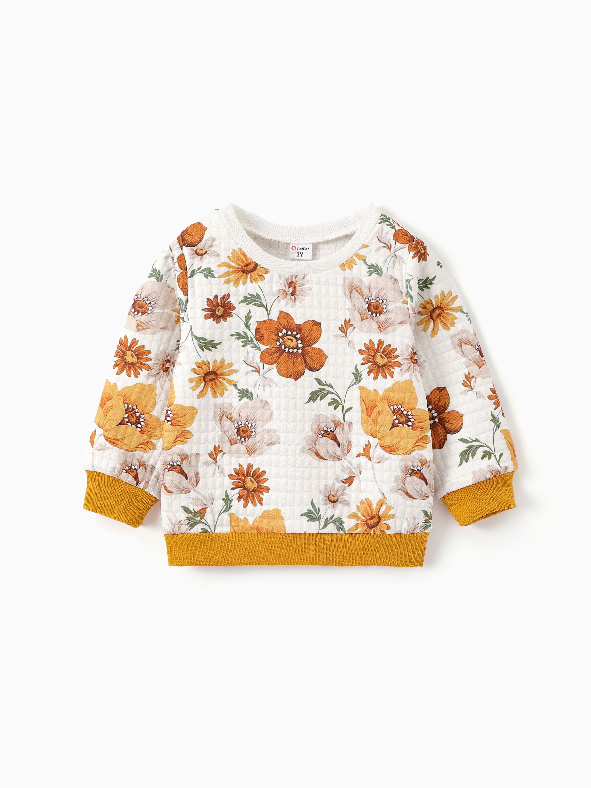 

Toddler Girl Floral Print Textured Sweatshirt