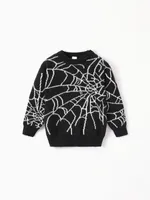 Toddler/Kid boy Geometric Spider Web Design Pattern Oversized Sweater