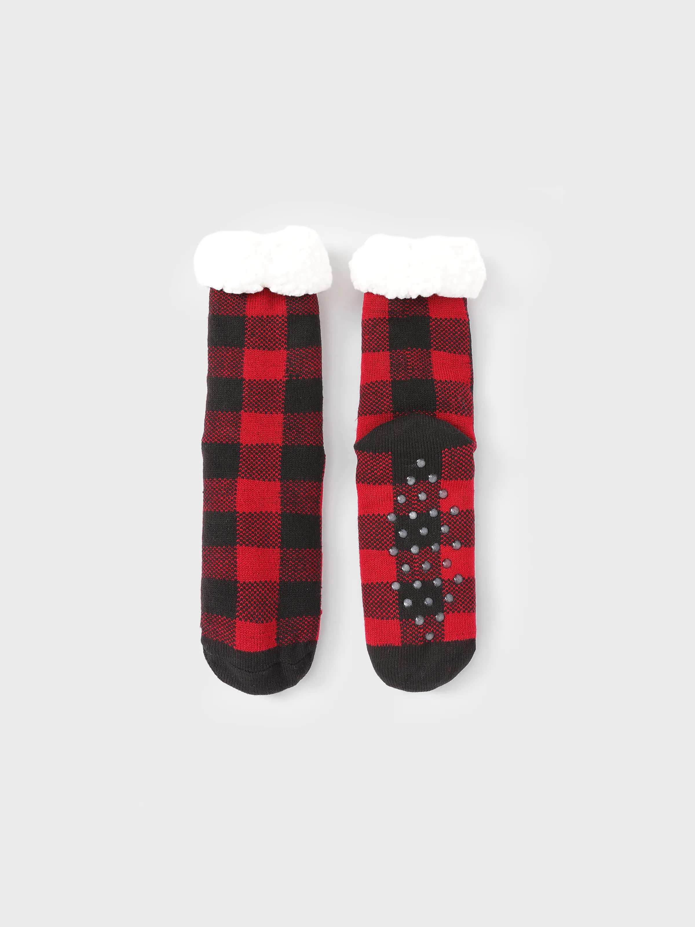 

Christmas Socks Family Matching Red&Black Plaid Check Pattern Anti-Slip Floor Socks