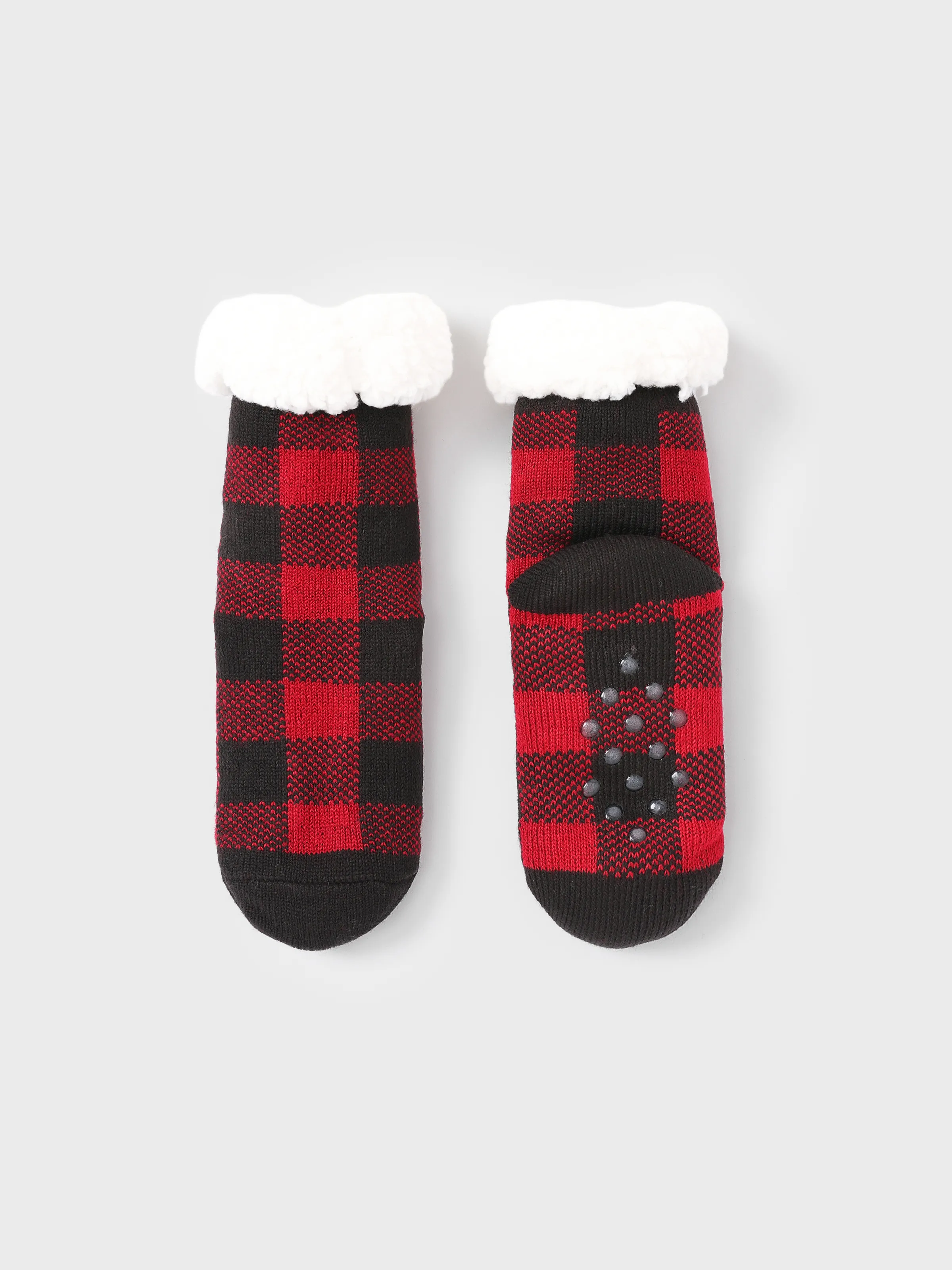 

Christmas Socks Family Matching Red&Black Plaid Check Pattern Anti-Slip Floor Socks