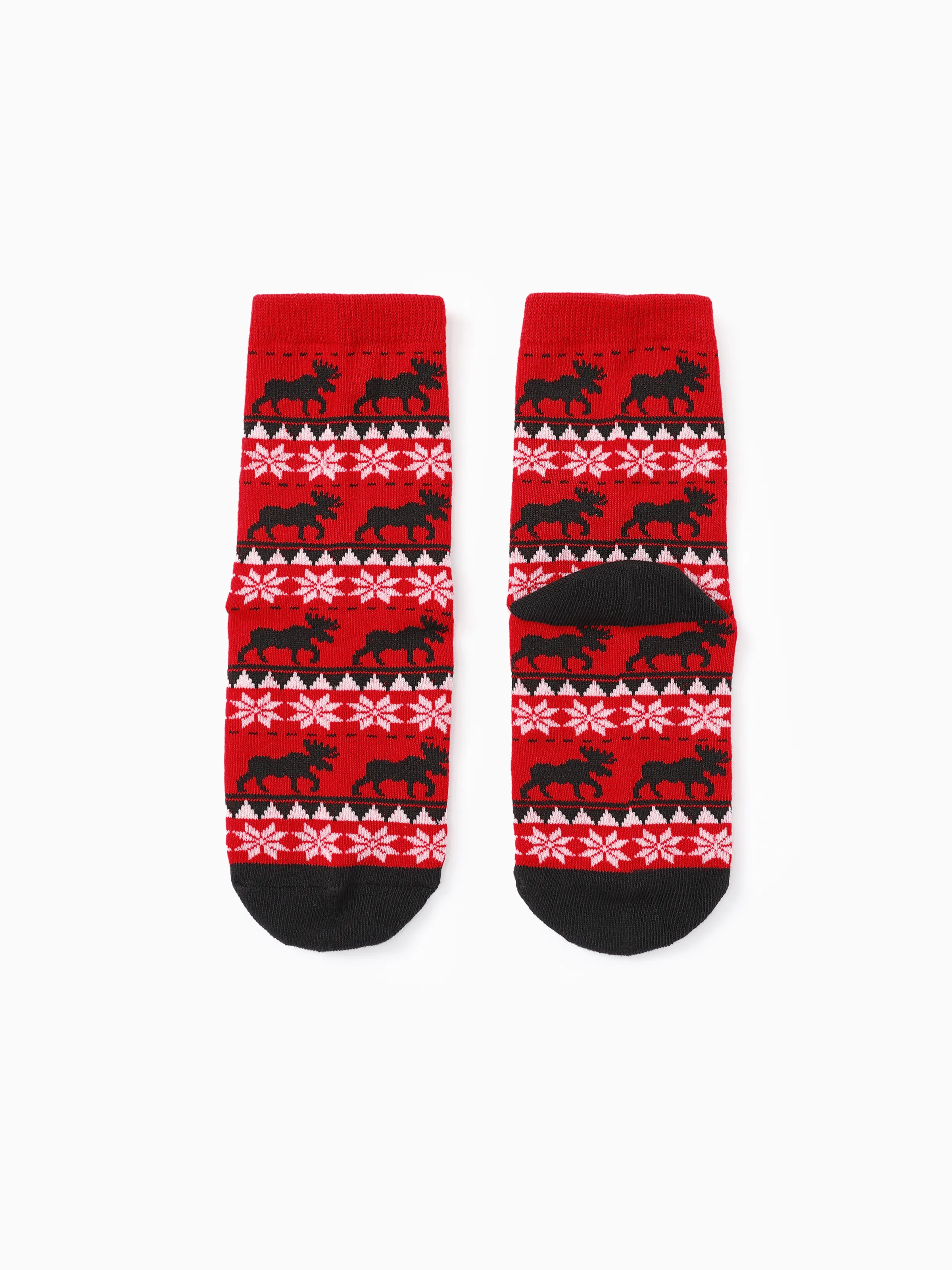 

Christmas Socks for Family Cotton Reindeer Pattern Red Socks