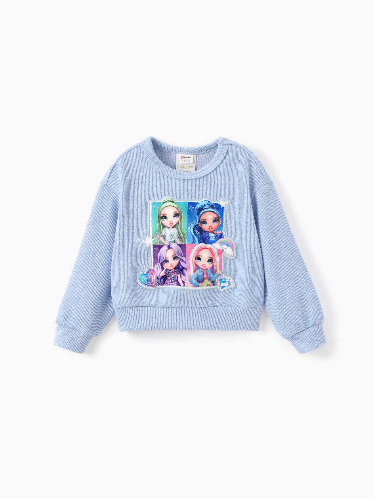 Rainbow High Toddler/Kid Girl 1pc Jade Skyler Violet Amaya Character Embroidered Knitted Long-sleeve Sweatshirt 