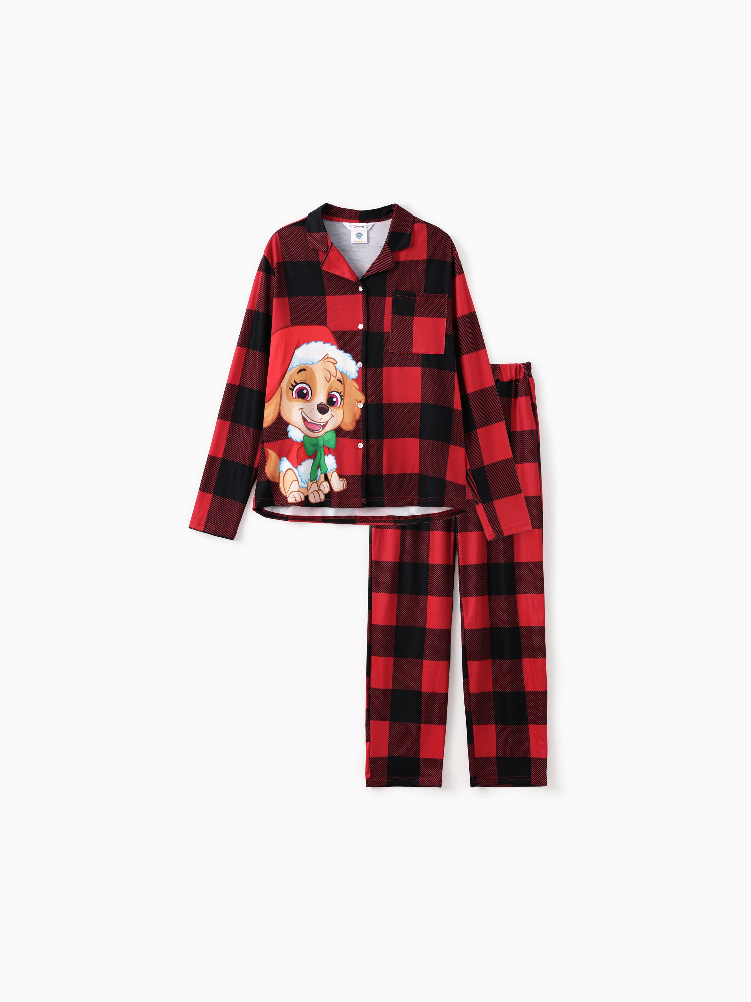 

PAW Patrol Family matching Christmas Chase Marshall Skye Rubble Plaid Print Lapel Pajamas Set (Flame Resistant)