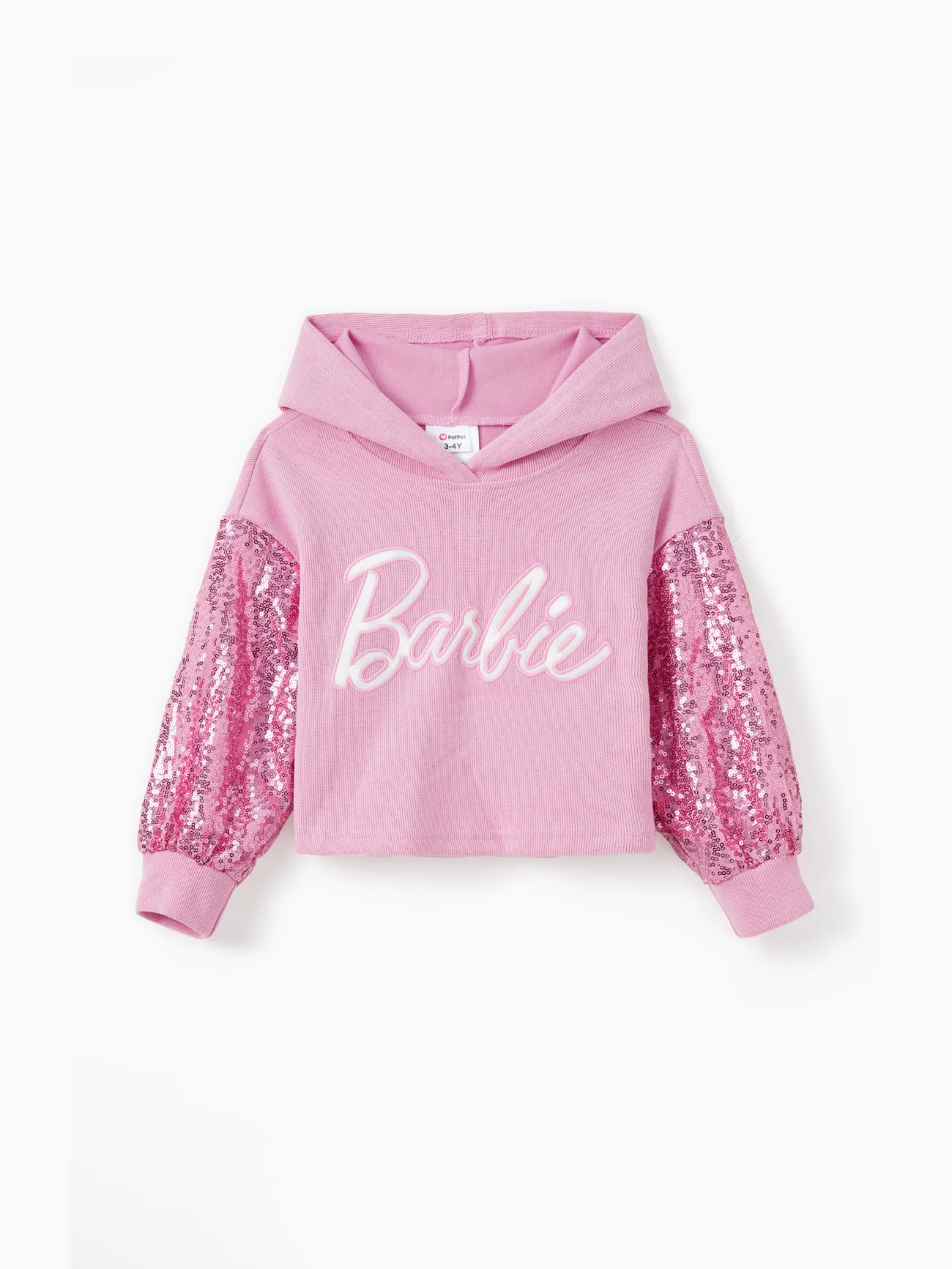 Niña - Barbie Outfit Mommy And Me 1pc Sudaderas con capucha de manga larga bordadas con logotipo de punto de algodón - Rosado - image 7