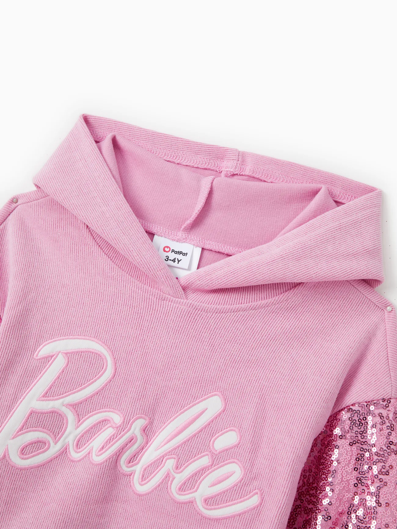 Niña - Barbie Outfit Mommy And Me 1pc Sudaderas con capucha de manga larga bordadas con logotipo de punto de algodón - Rosado - image 9