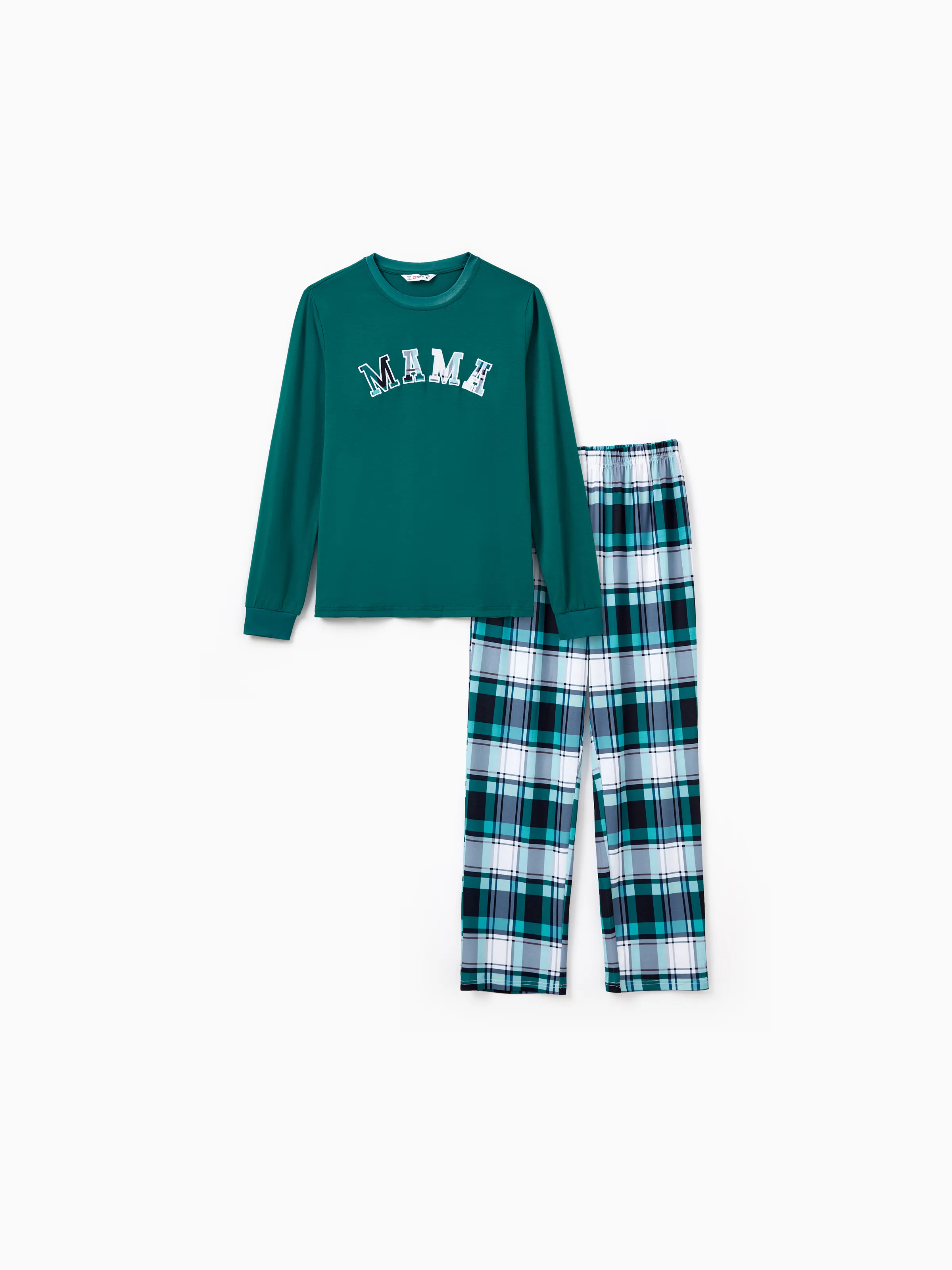 

Christmas Family Matching Long Sleeves Letter Print Tops and Plaid Pants Pajamas Sets ( Flame Resistant )