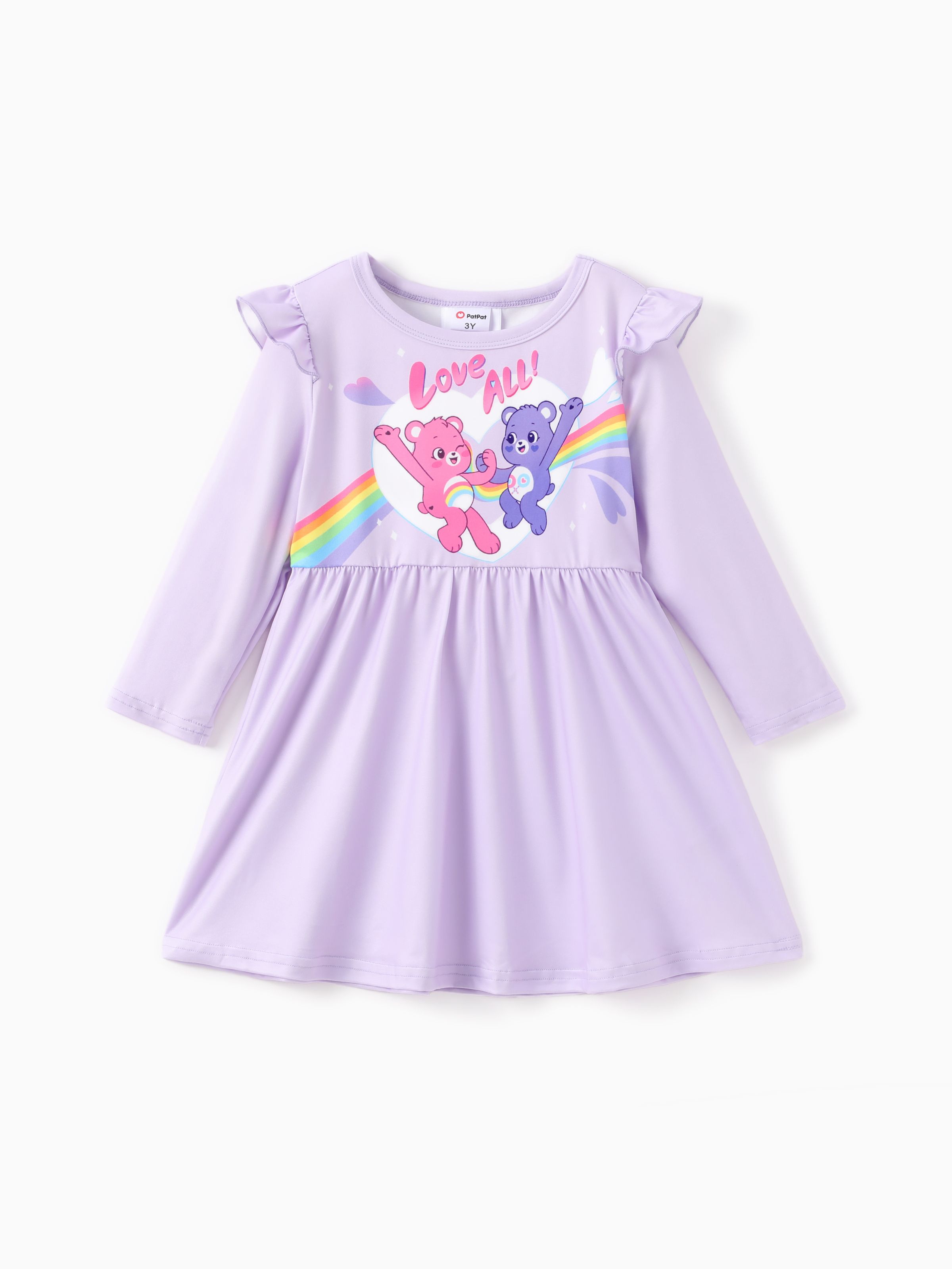 

Care Bear Toddler 1pc Character Rainbow Heart Print Flutter-sleeve Dress