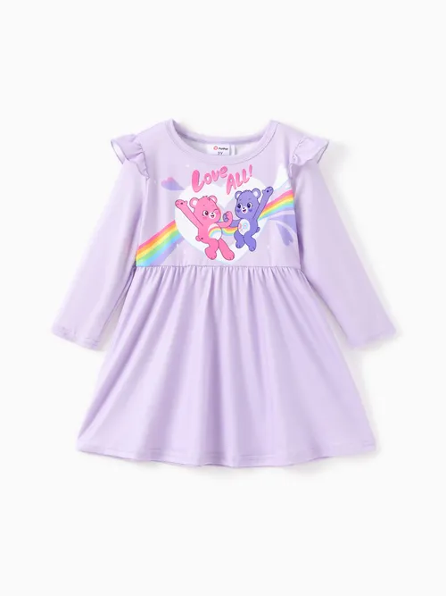 

Care Bear Toddler 1pc Character Rainbow Heart Print Flutter-sleeve Dress