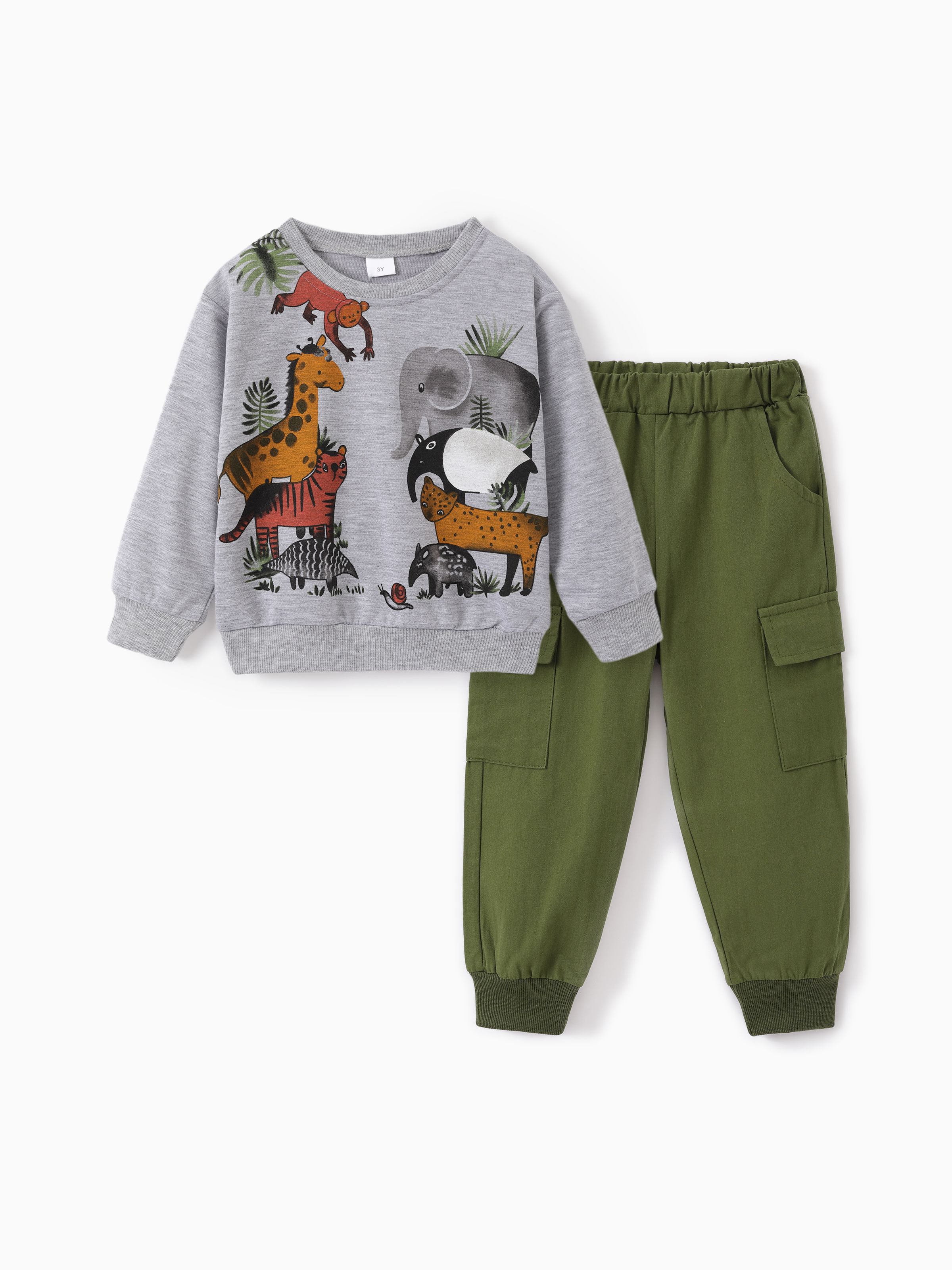 

2pcs Toddler Boy Animal Pattern Patch Pocket Set