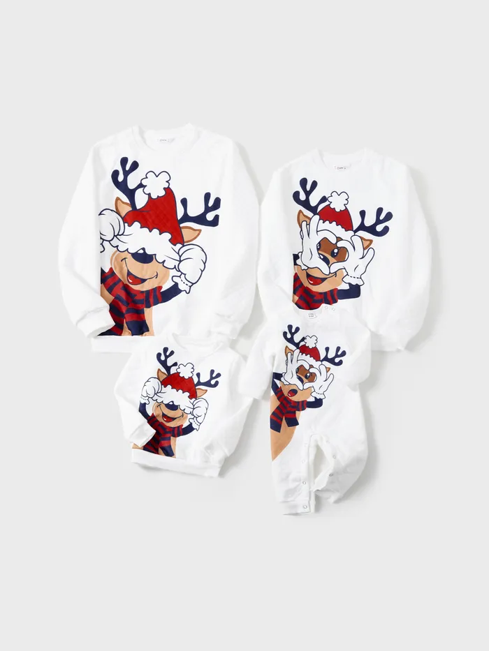 Christmas Family Matching Fun Quirky Reindeer Graphic Tops