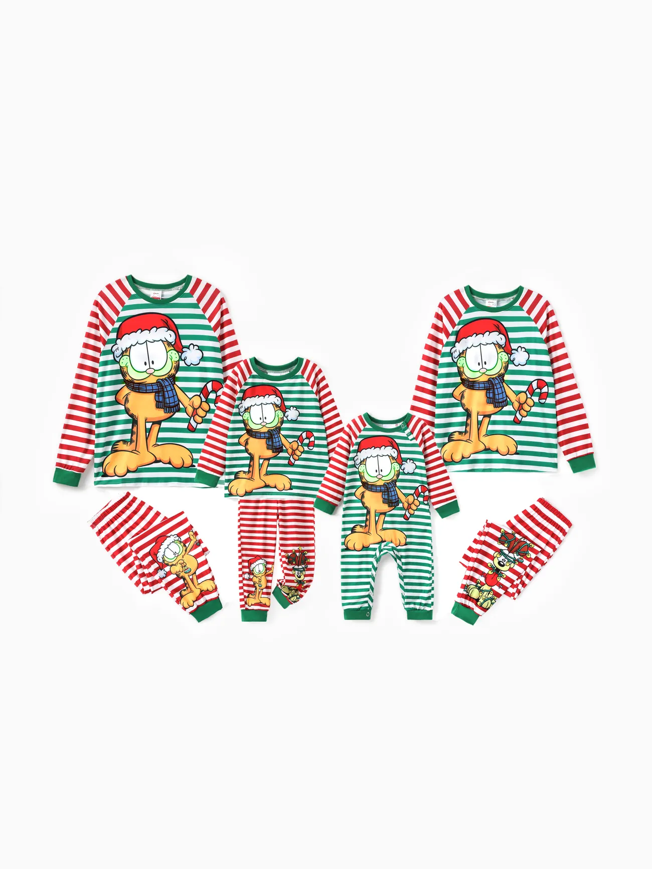 
Garfield Family matching Christmas Colorblock Striped Pattern Pajama Set(Flame Resistant)