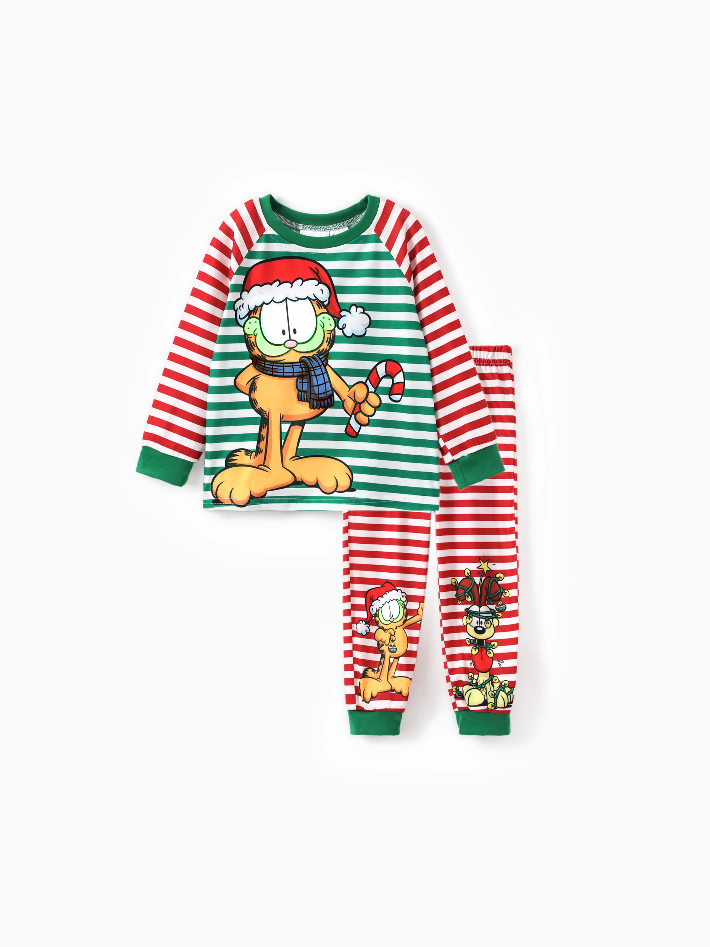 

Garfield Family matching Christmas Colorblock Striped Pattern Pajama Set(Flame Resistant)