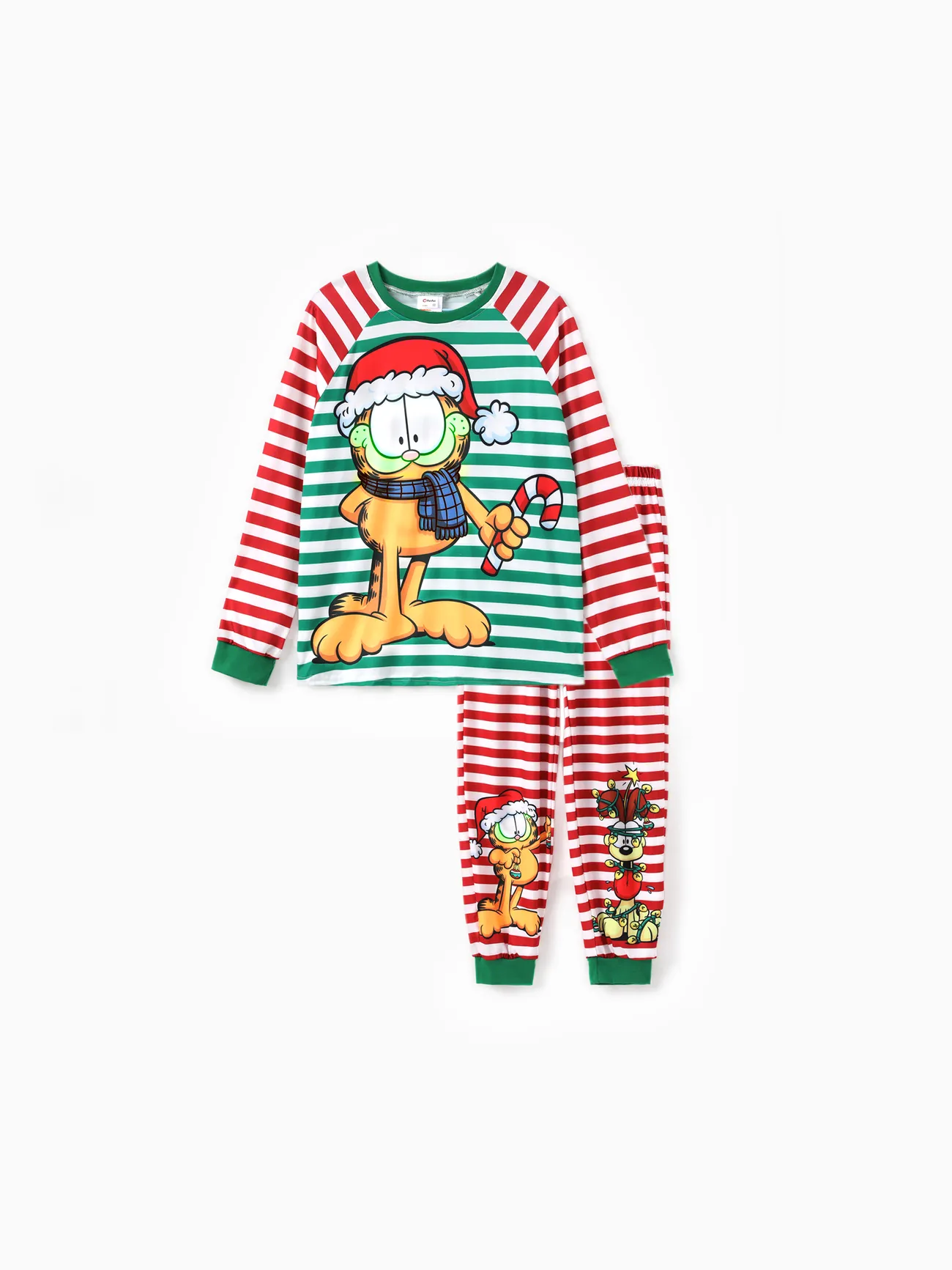 

Garfield Family matching Christmas Colorblock Striped Pattern Pajama Set(Flame Resistant)