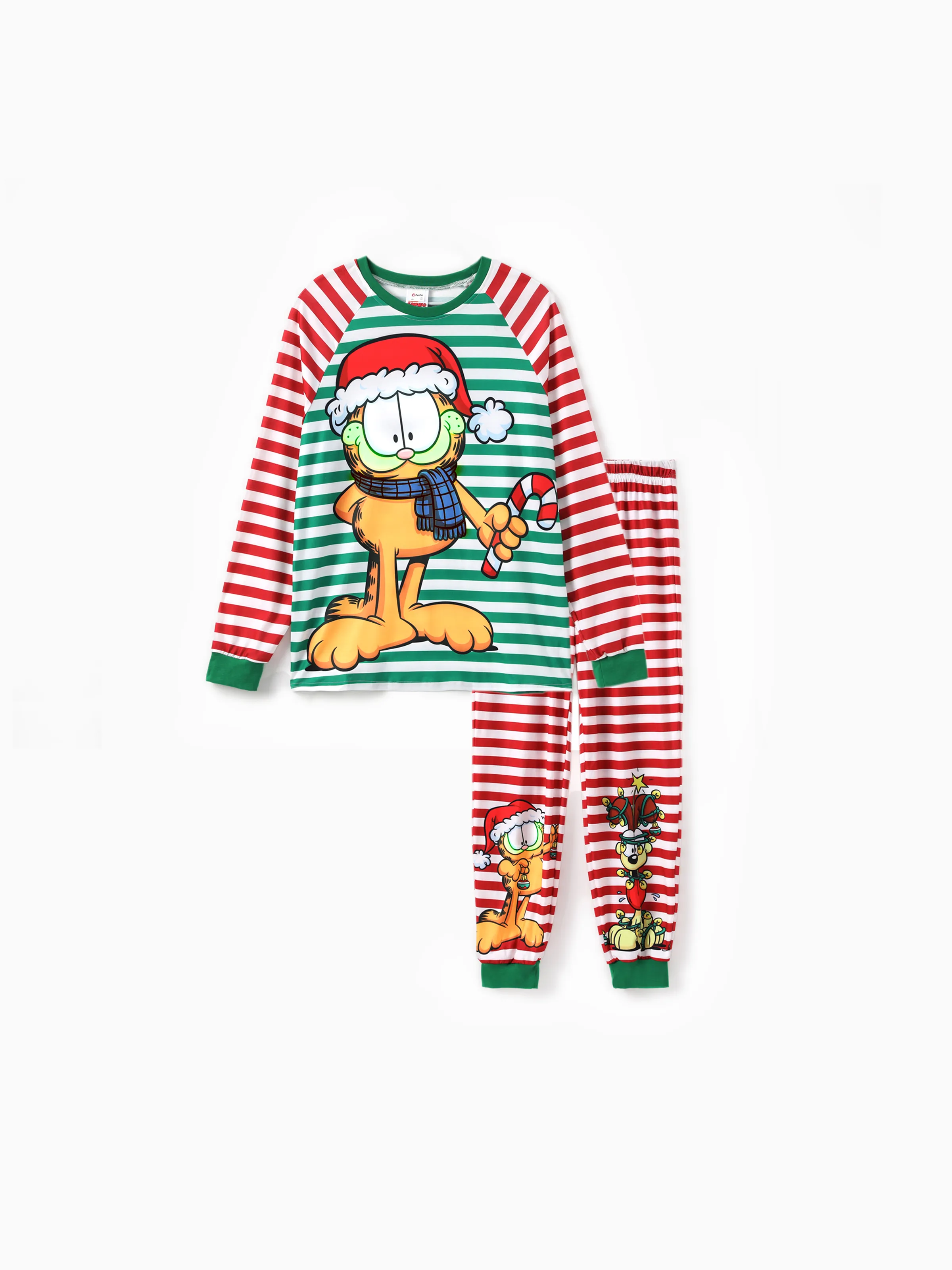 

Garfield Family matching Christmas Colorblock Striped Pattern Pajama Set(Flame Resistant)