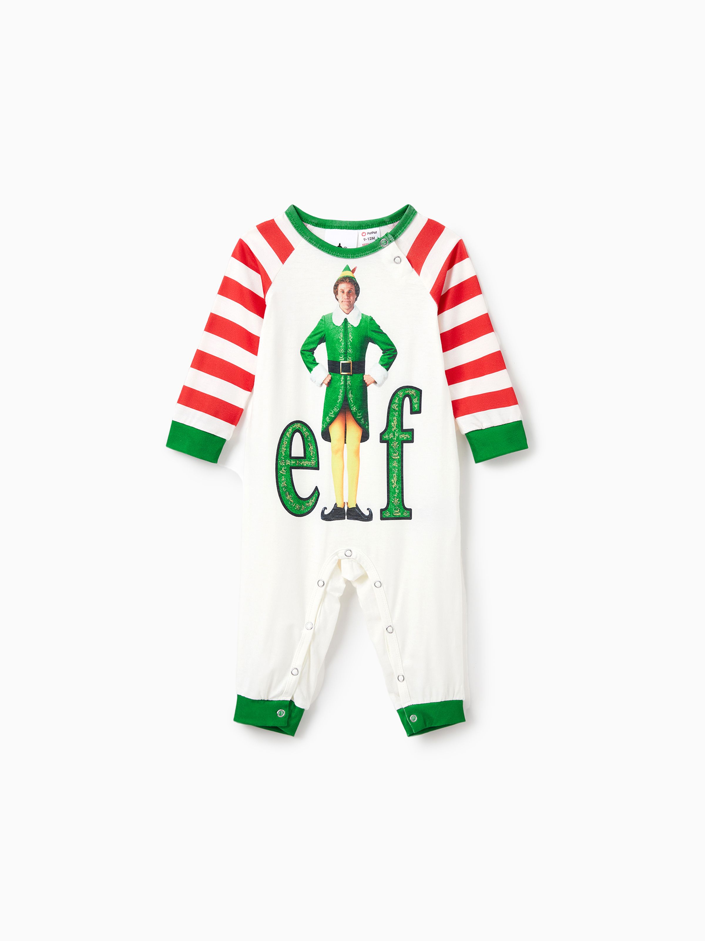 

ELF Family Matching Christmas Character Striped Print Colorblock Pajamas Set (Flame Resistant)