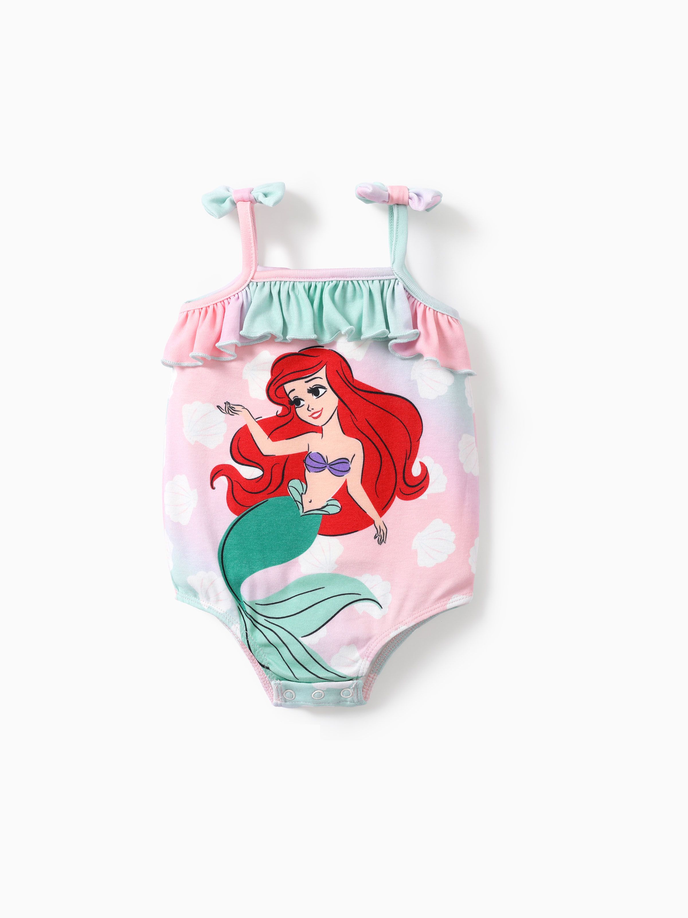 

Disney Princess Ariel/Belle 1pc Baby Girls Naia™ Character Bowknot Button Up Romper