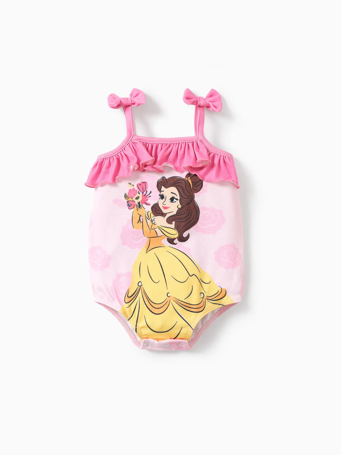 

Disney Princess Ariel/Belle 1pc Baby Girls Naia™ Character Bowknot Button Up Romper