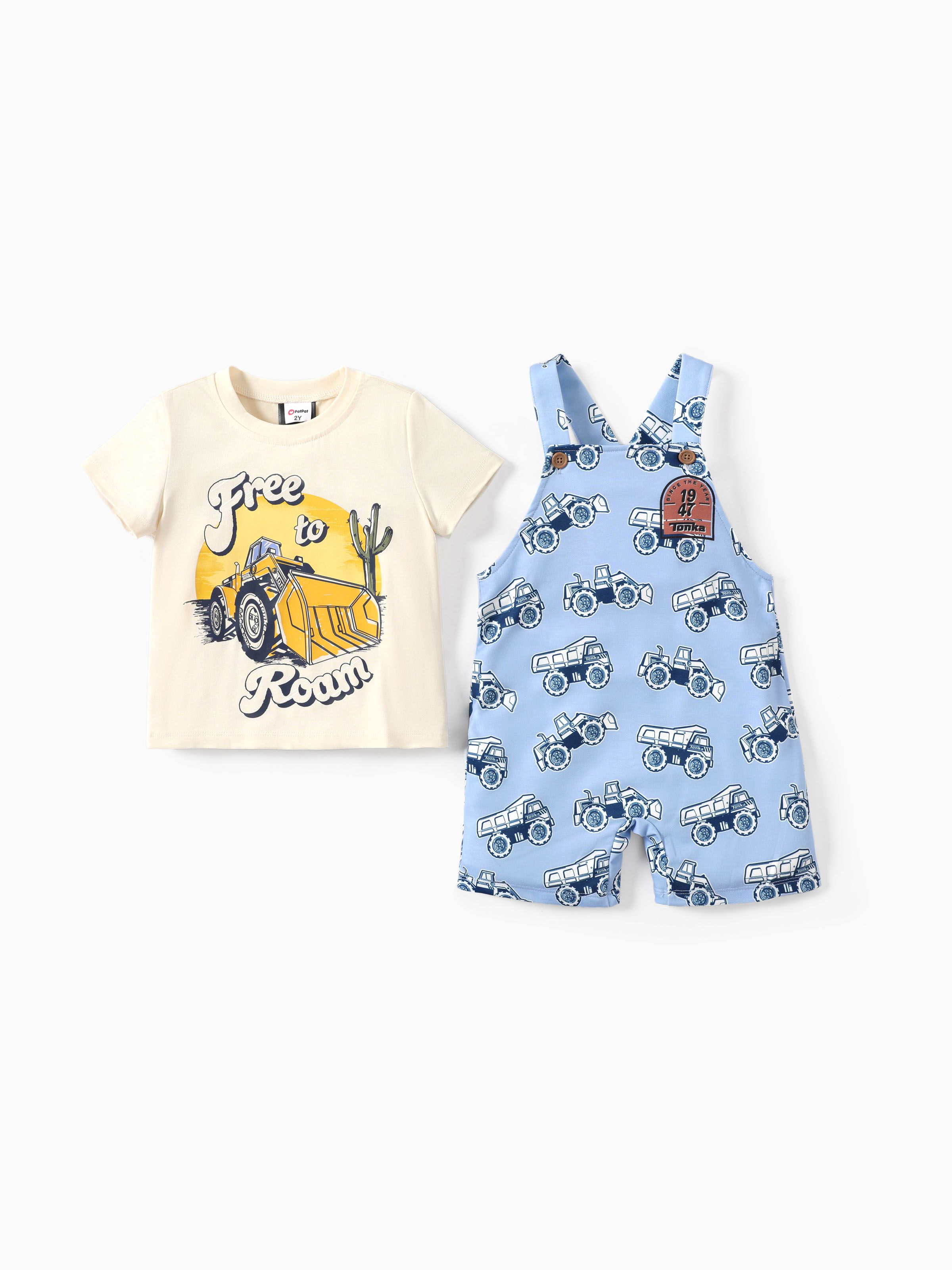 

Tonka 2pcs Toddler Boys All-over Car Print T-shirt and Overall Set