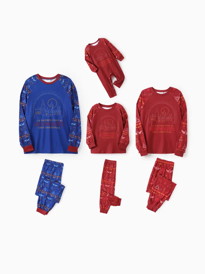 Harry Potter Family matching Christmas Hogwarts Pattern Pajamas Set(Flame Resistant)