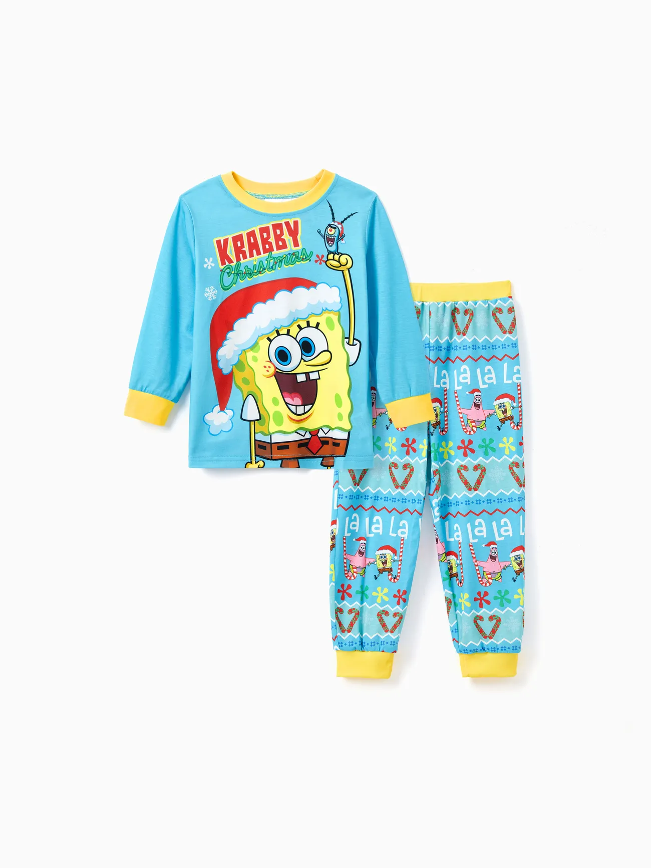 Bob Esponja SquarePants Juego de pijamas con estampado navideño a juego familiar (resistente al fuego)