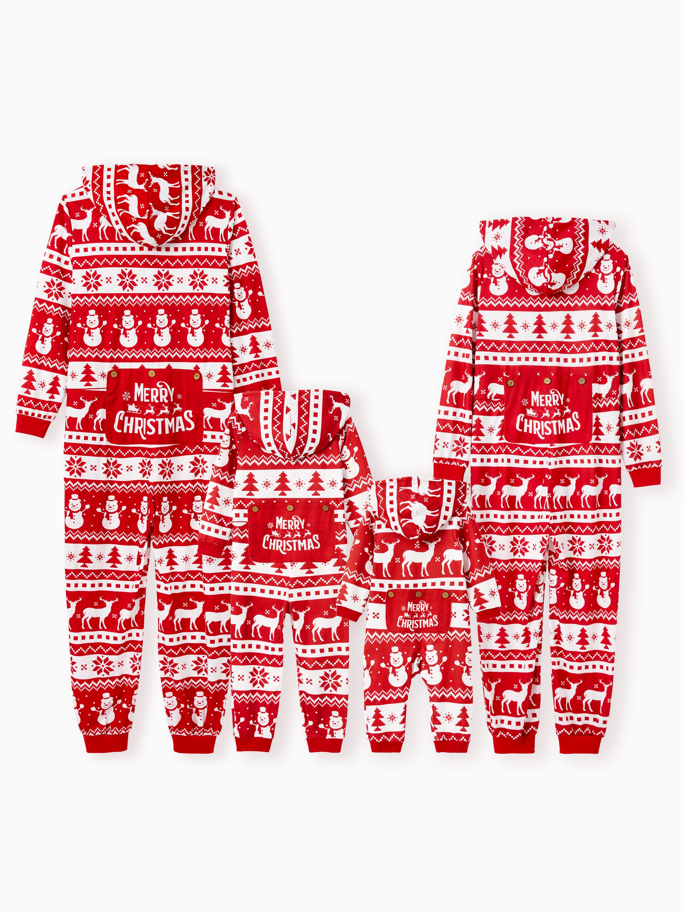 Christmas Onesie Red Print Matching Family Pajamas