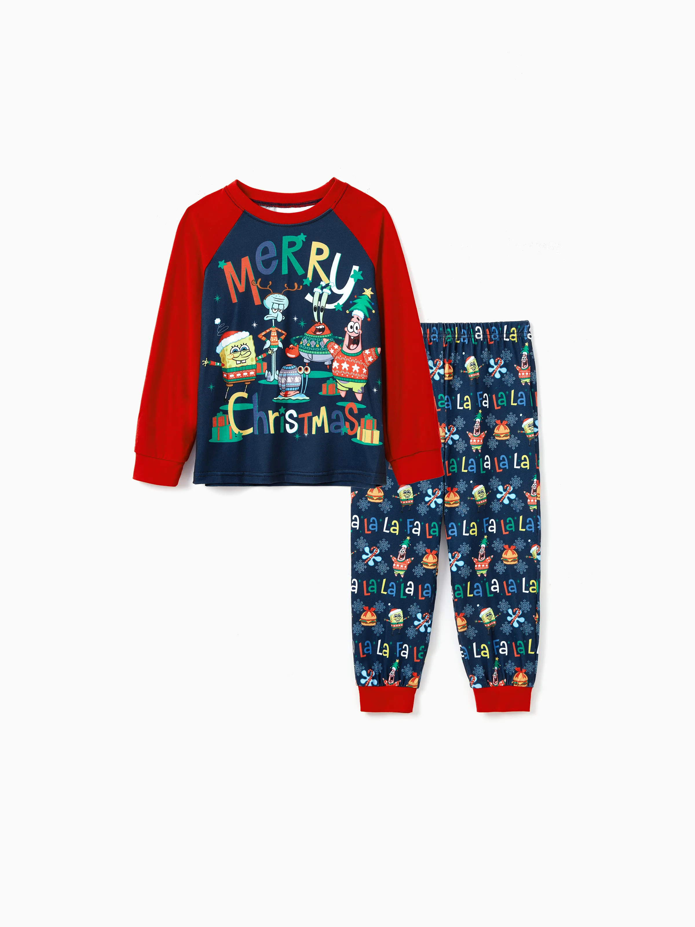 

SpongeBob SquarePants Family matching Christmas Pattern Colorblock Pajama Set (Flame Resistant)