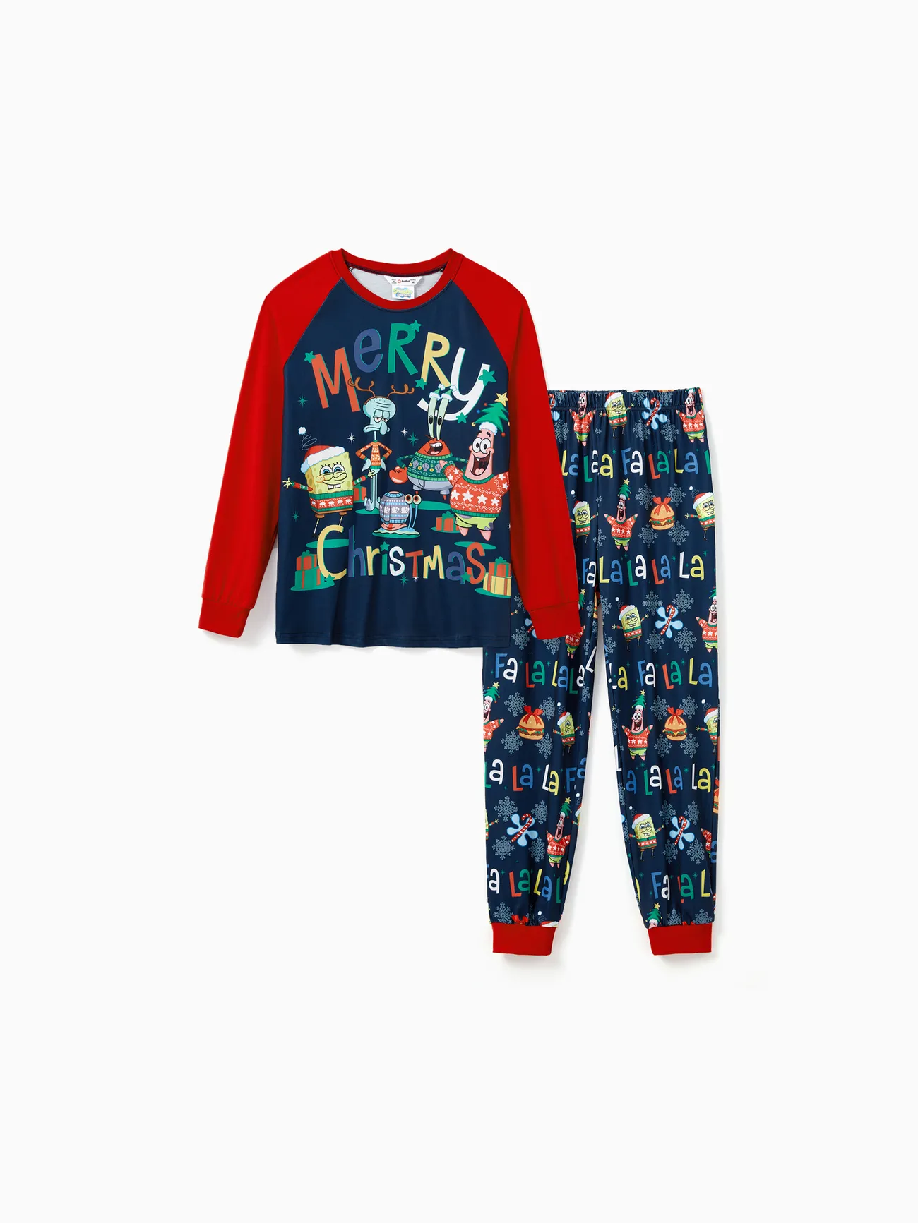 

SpongeBob SquarePants Family matching Christmas Pattern Colorblock Pajama Set (Flame Resistant)