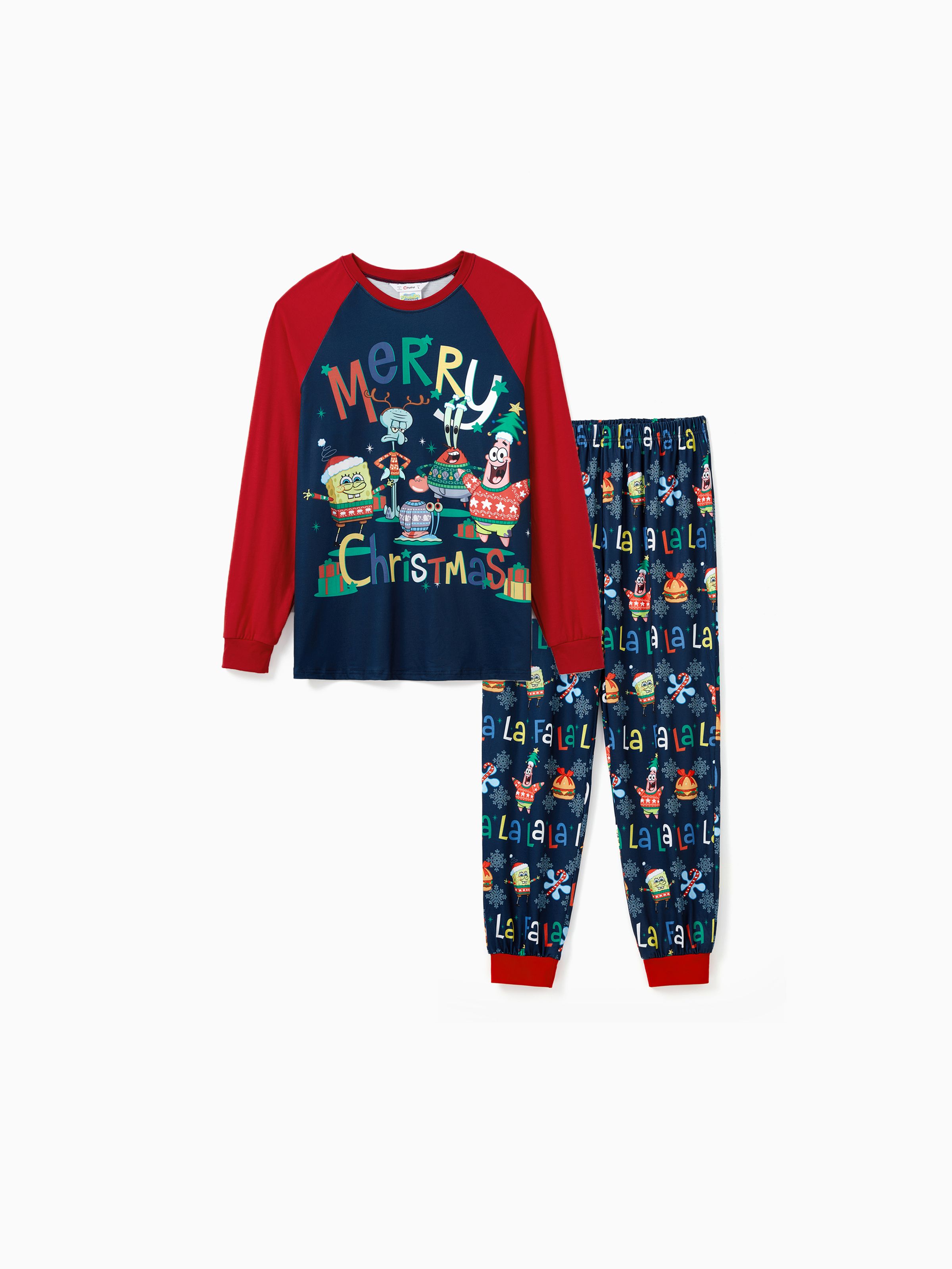 

SpongeBob SquarePants Family matching Christmas Pattern Colorblock Pajama Set (Flame Resistant)