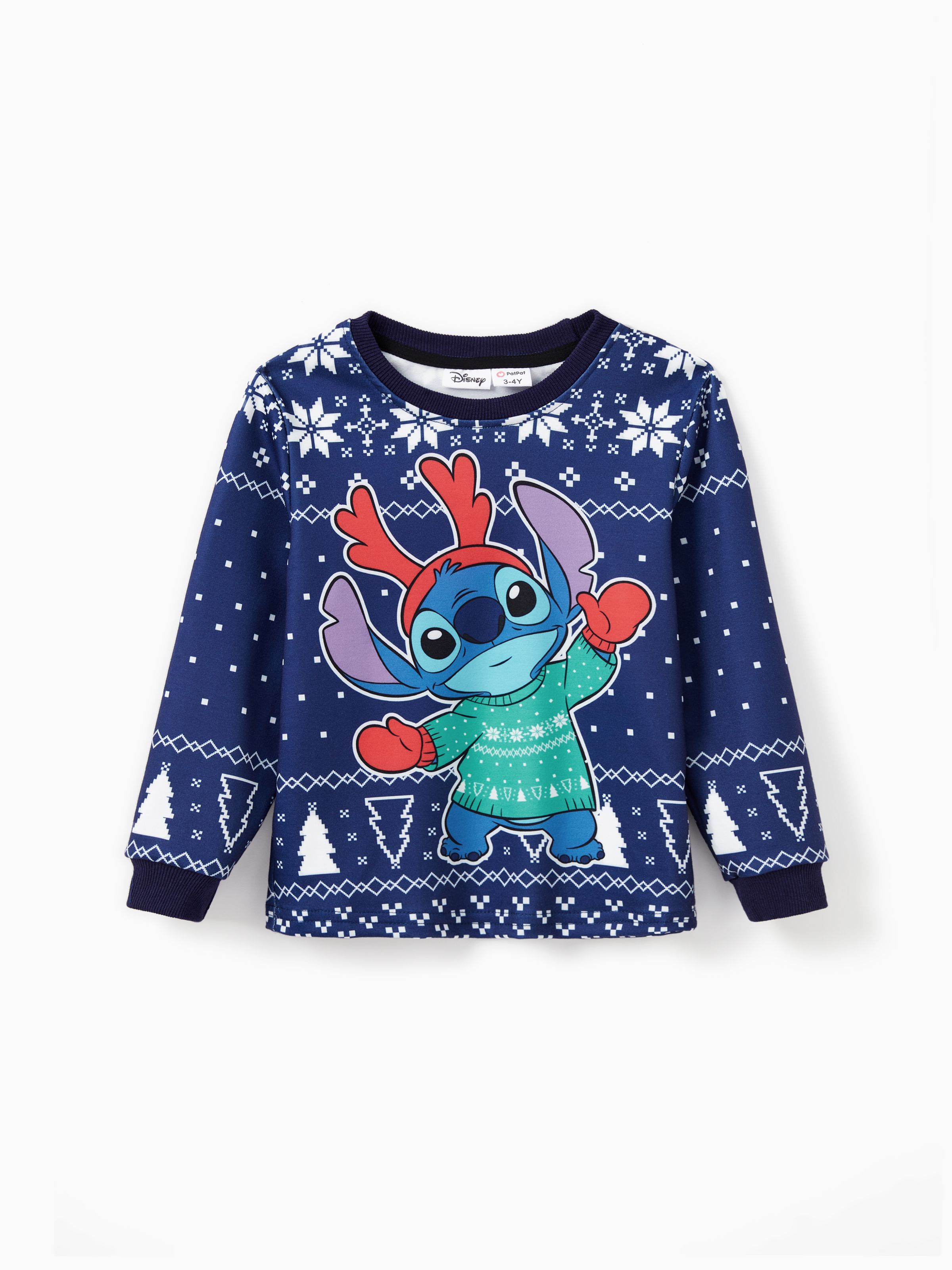 

Disney Stitch Family matching Christmas Character Snowflake Pattern Long-sleeve Top