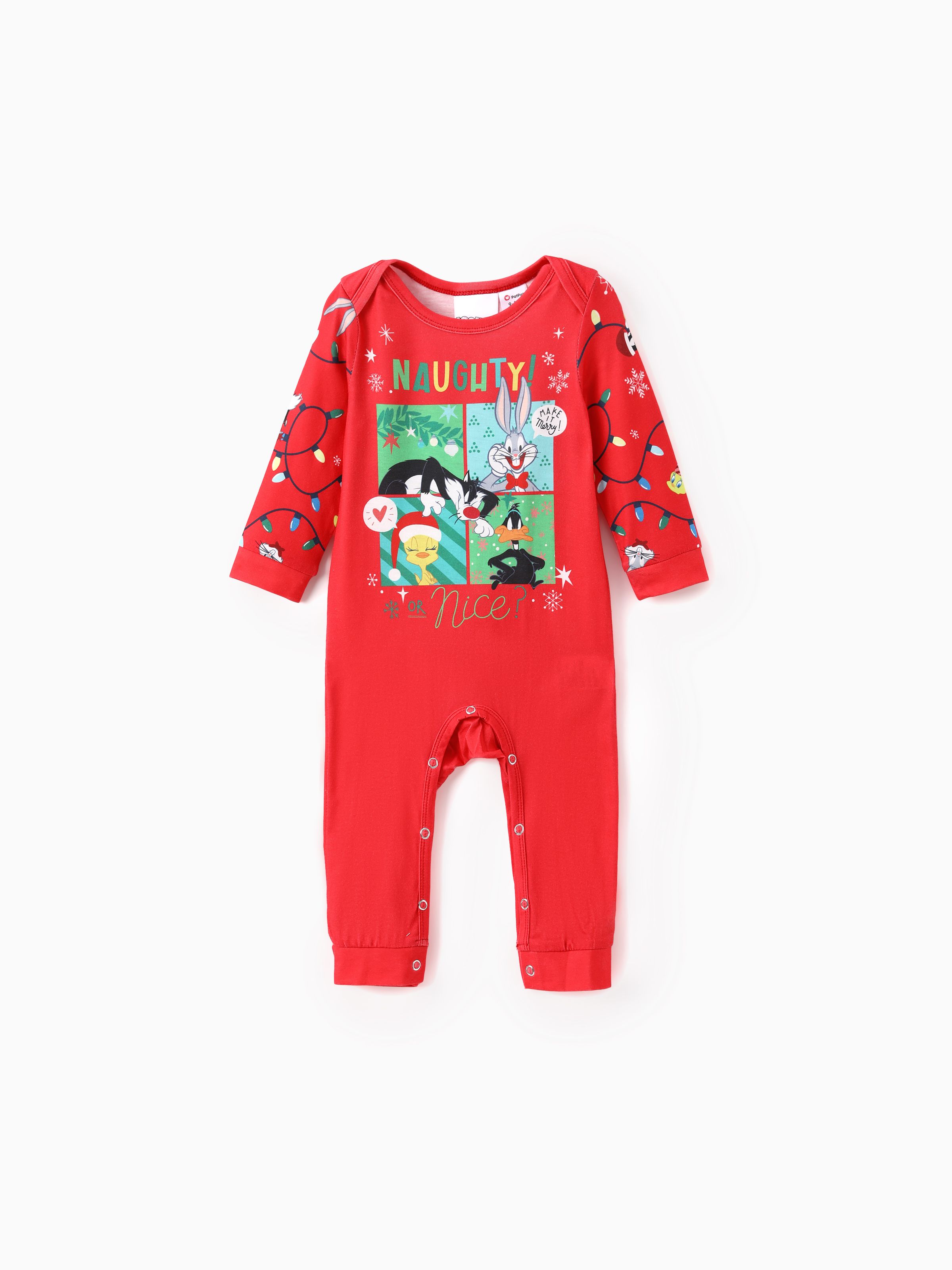 

Looney Tunes Family matching Christmas Pattern Colorblock Pajama Set (Flame Resistant)