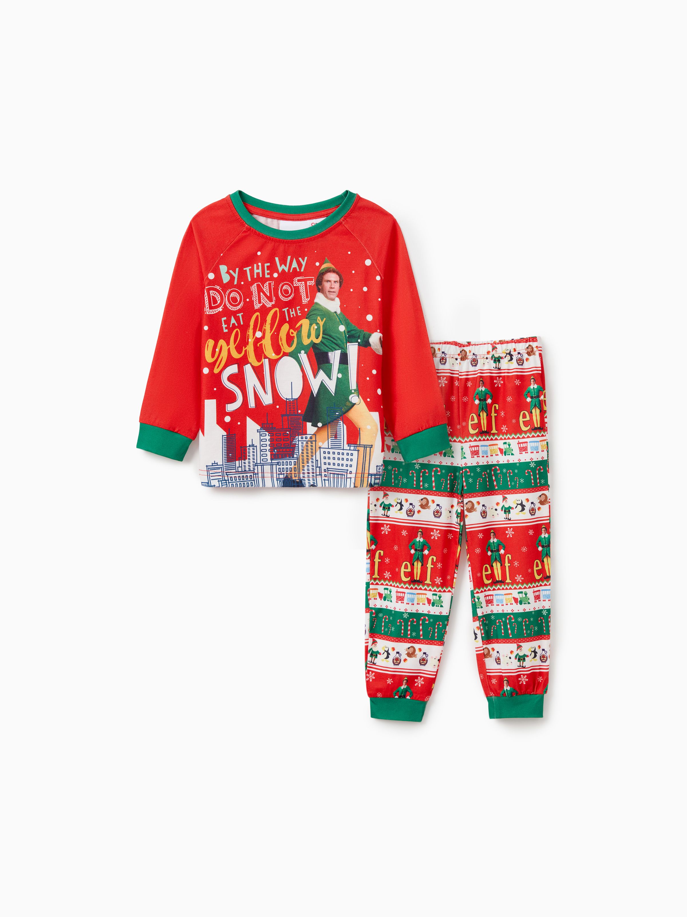 

ELF Family matching Christmas Pattern Long-sleeve Pajamas Set (Flame Resistant)